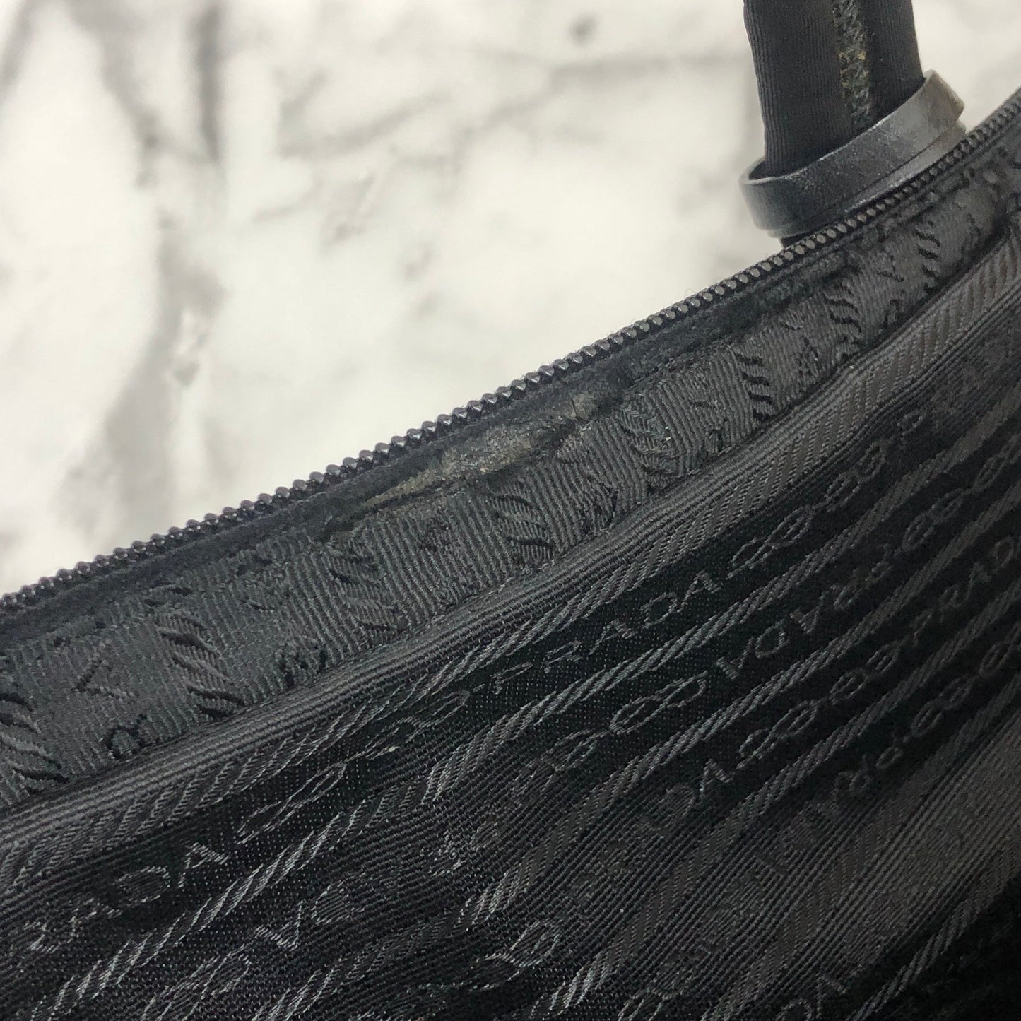 PRADA Triangle logo Nylon Tote bag Black Vintage asuuk8