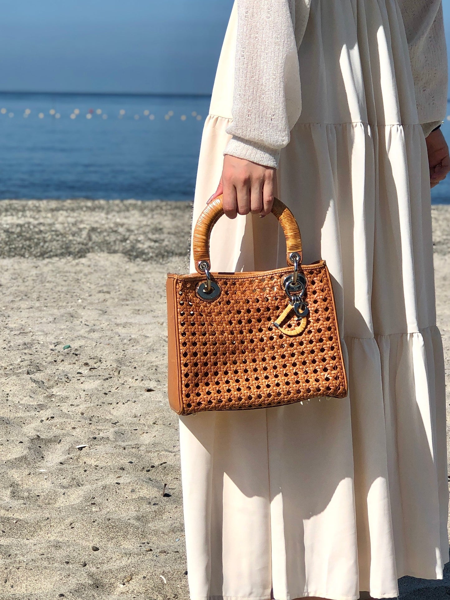 Christian Dior Lady Dior Cannage Rattan Mesh Handbag Brown Vintage 7p4yf7