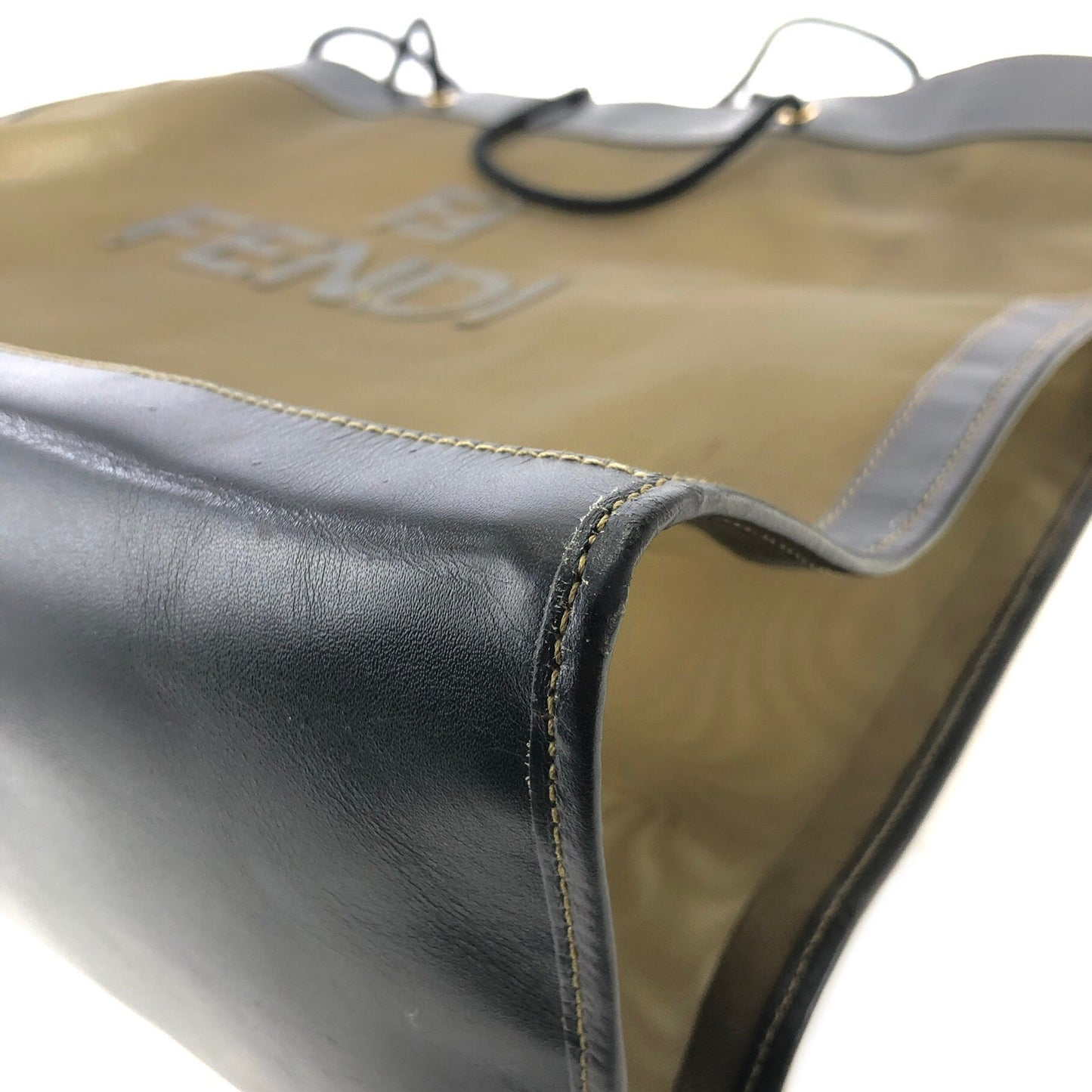 FENDI 標誌網格方形大號托特包黑色復古舊款 rcvsmr