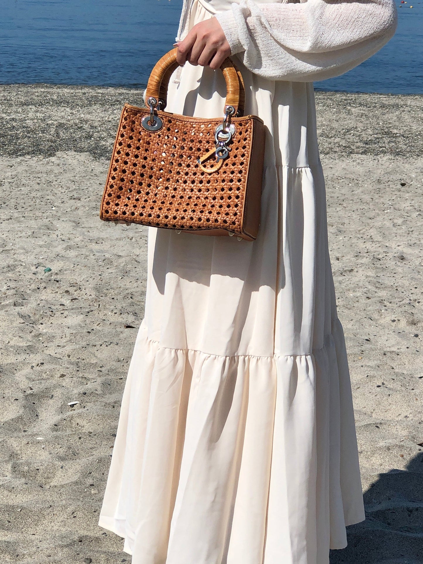 Christian Dior Lady Dior Cannage Rattan Mesh Handbag Brown Vintage 7p4yf7