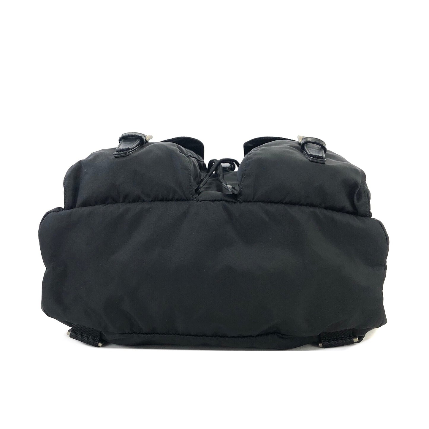 PRADA Triangle logo Double pocket Nylon Backpack Black Vintage xakey2