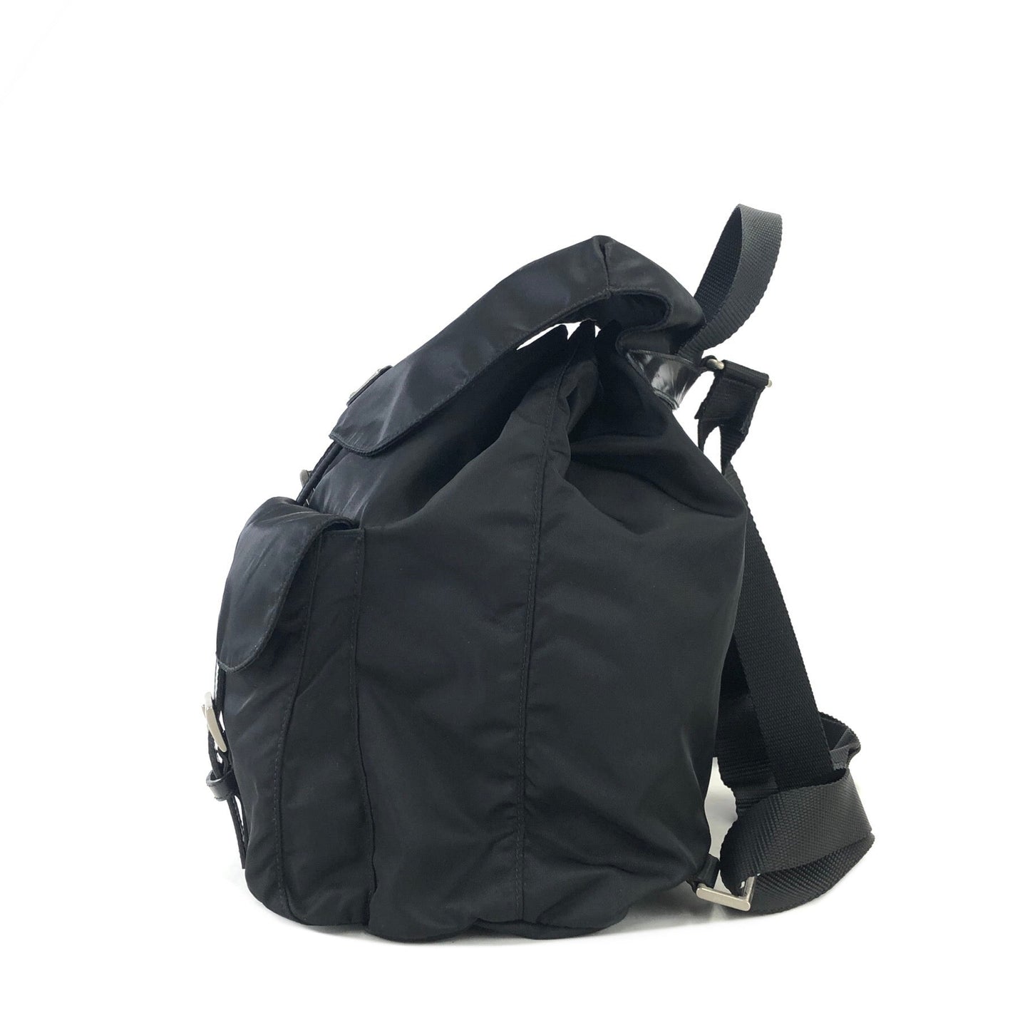 PRADA Triangle logo Double pocket Nylon Backpack Black Vintage xakey2