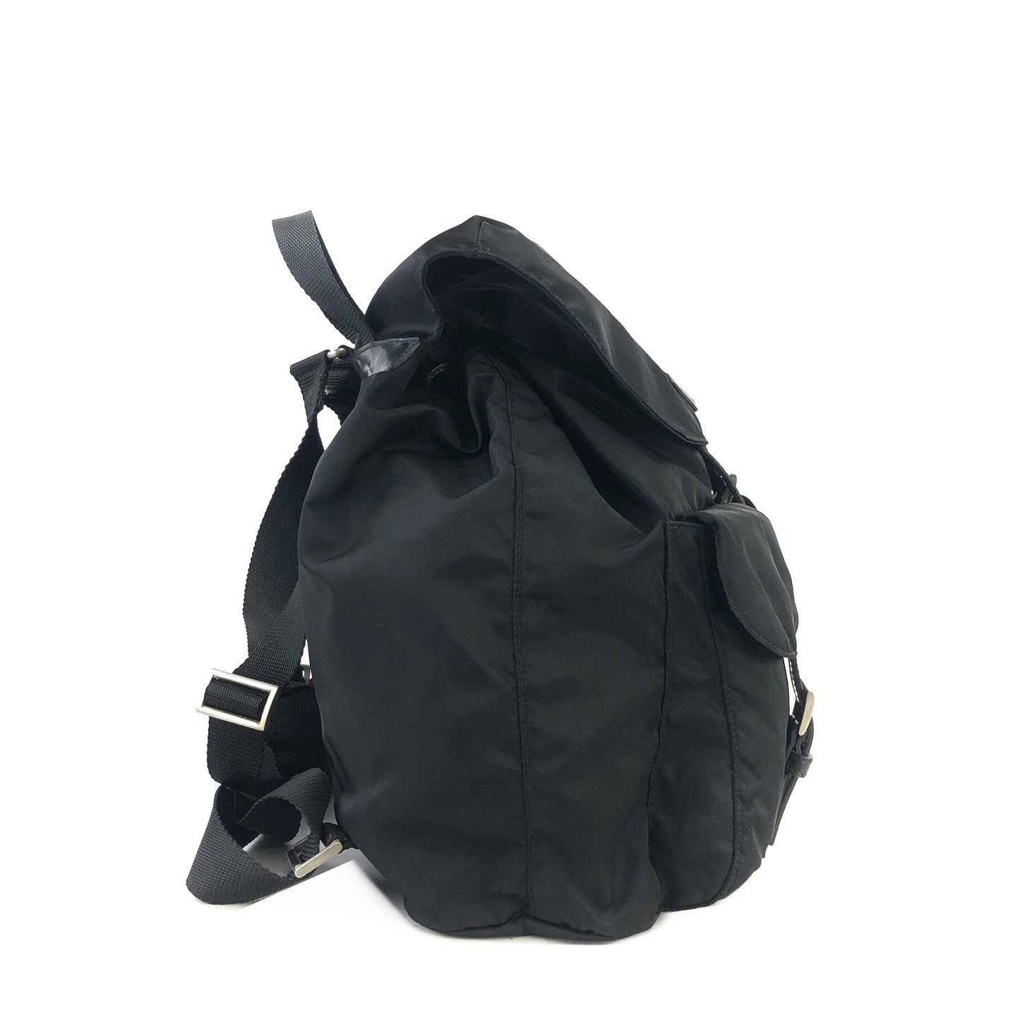 PRADA Triangle logo Double pocket Nylon Backpack Black Vintage xakey2