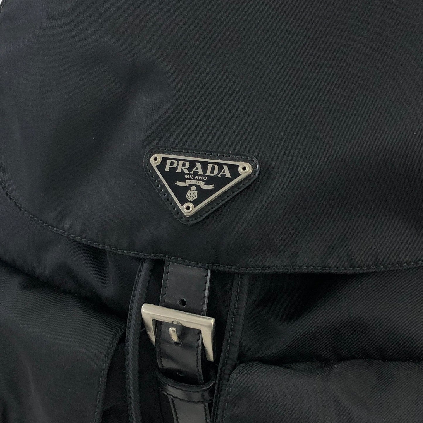 PRADA Triangle logo Double pocket Nylon Backpack Black Vintage xakey2