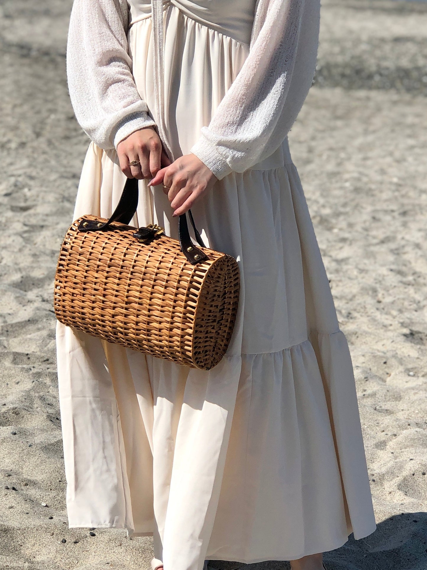 FENDI Rattan Basket bag Handbag Zucca Brown Vintage Old xzipdf