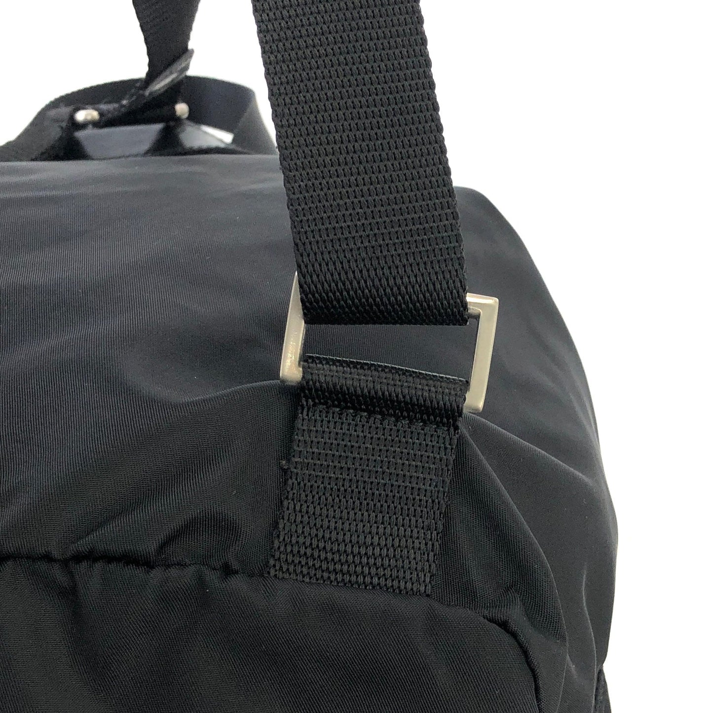 PRADA Triangle logo Double pocket Nylon Backpack Black Vintage xakey2