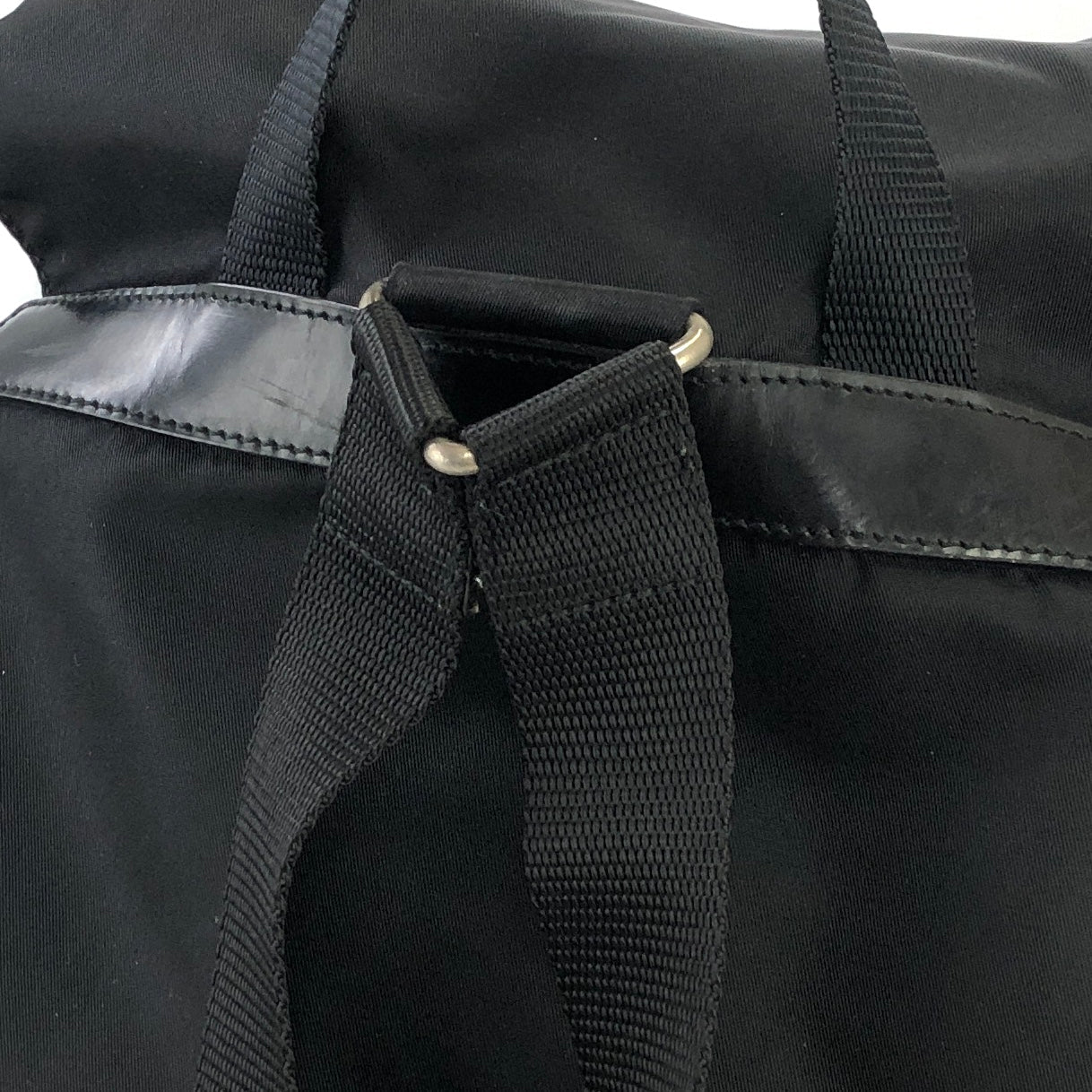 PRADA Triangle logo Double pocket Nylon Backpack Black Vintage xakey2