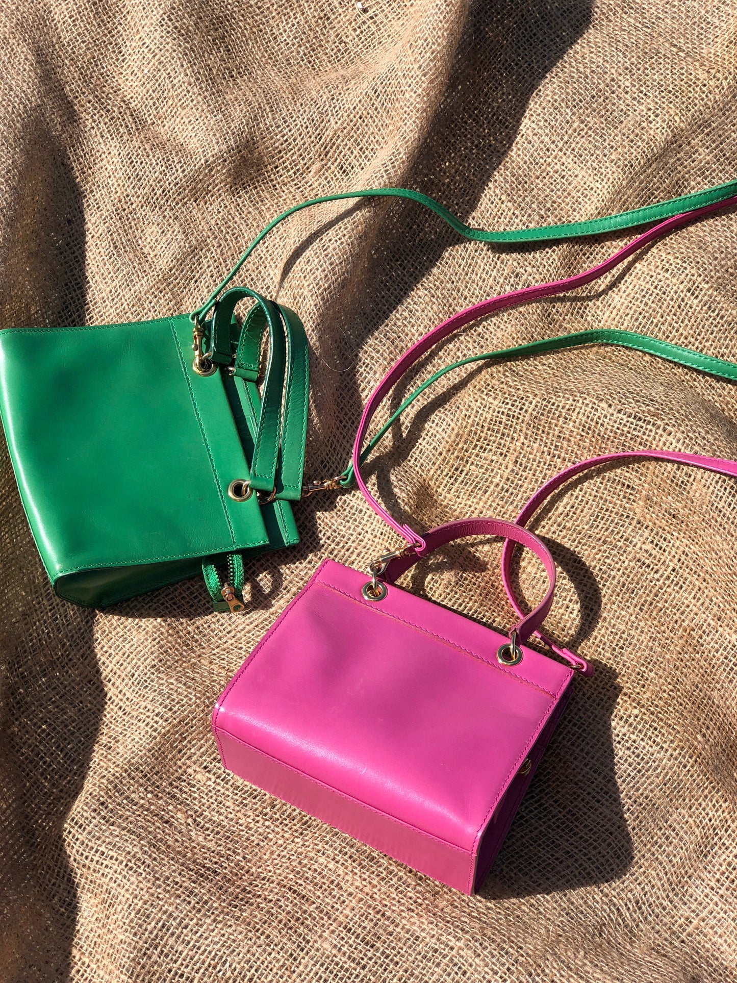 CELINE Leather Two-way Small Crossbody Shoulder bag Handbeg Green Vintage Old Celine 4fi3vb