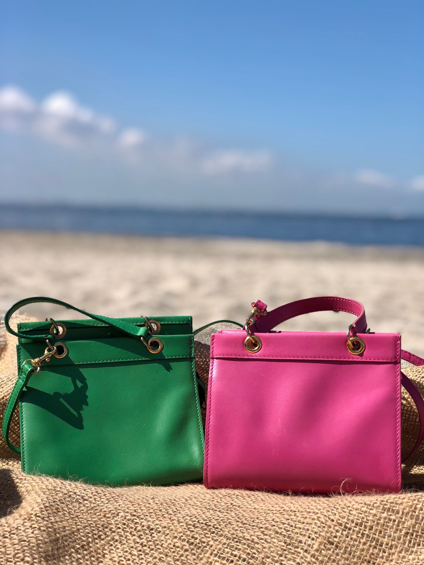 CELINE Leather Two-way Small Crossbody Shoulder bag Handbeg Green Vintage Old Celine 4fi3vb