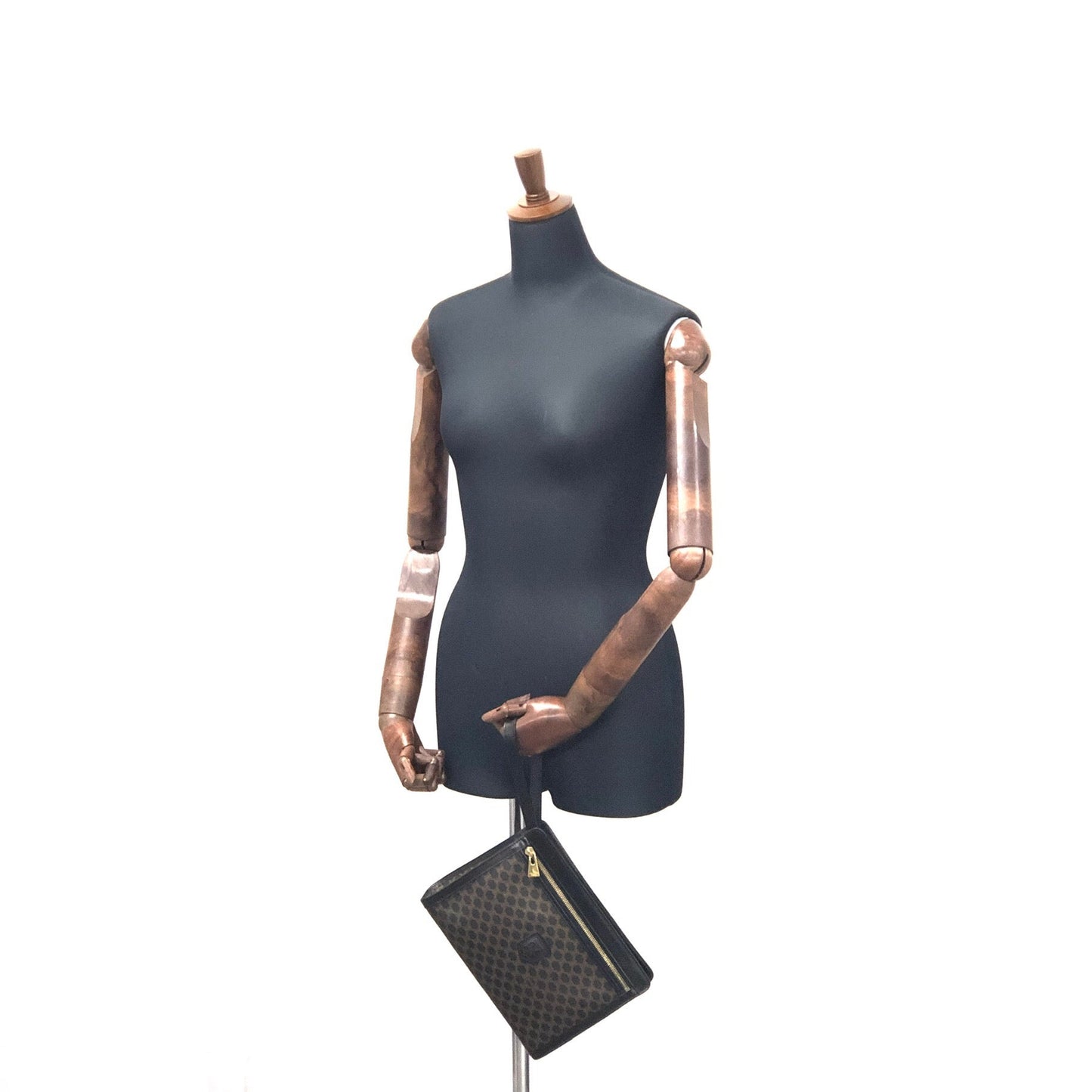 CELINE Macadam Blason Clutch bag Black Vintage Old Celine smkt4c