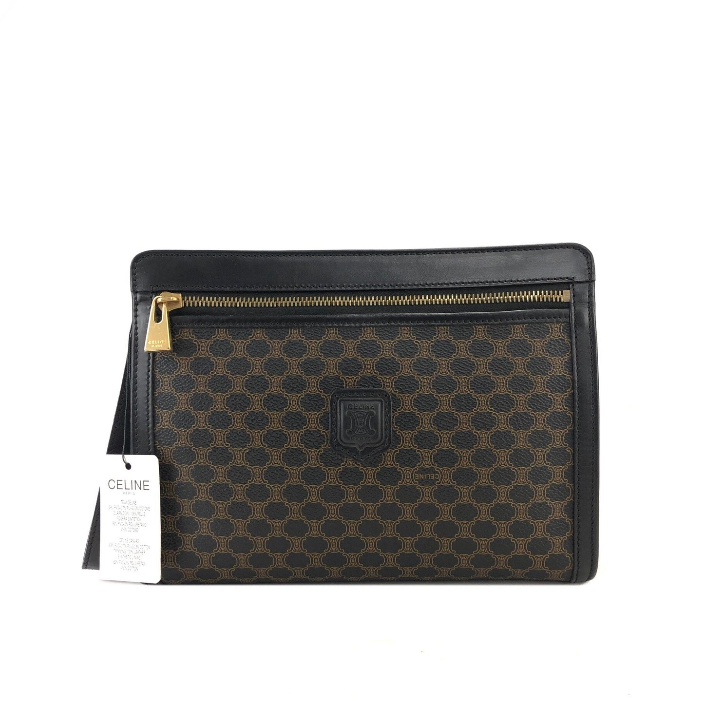 CELINE Macadam Blason Clutch bag Black Vintage Old Celine smkt4c