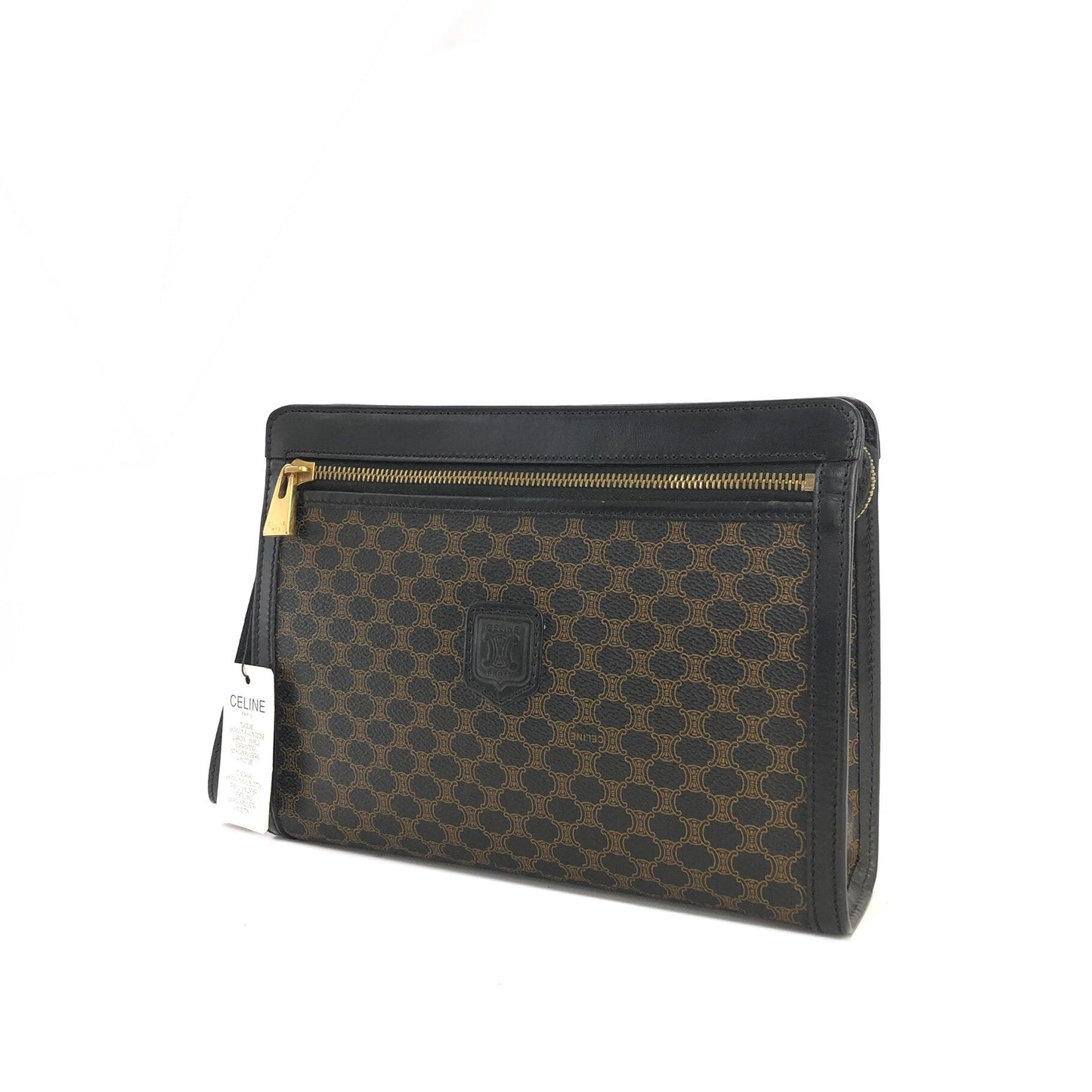 CELINE Macadam Blason Clutch bag Black Vintage Old Celine smkt4c