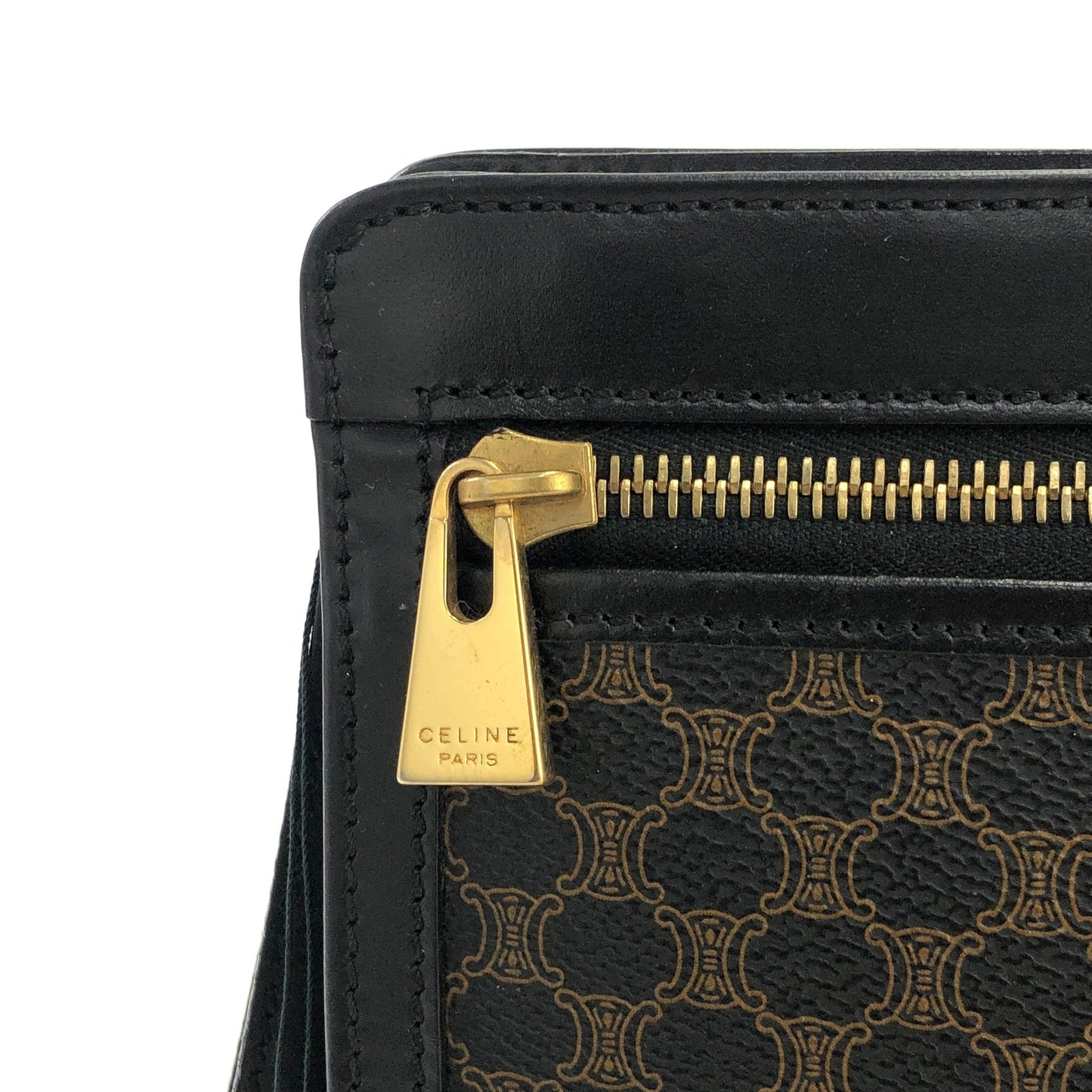 CELINE Macadam Blason Clutch bag Black Vintage Old Celine smkt4c