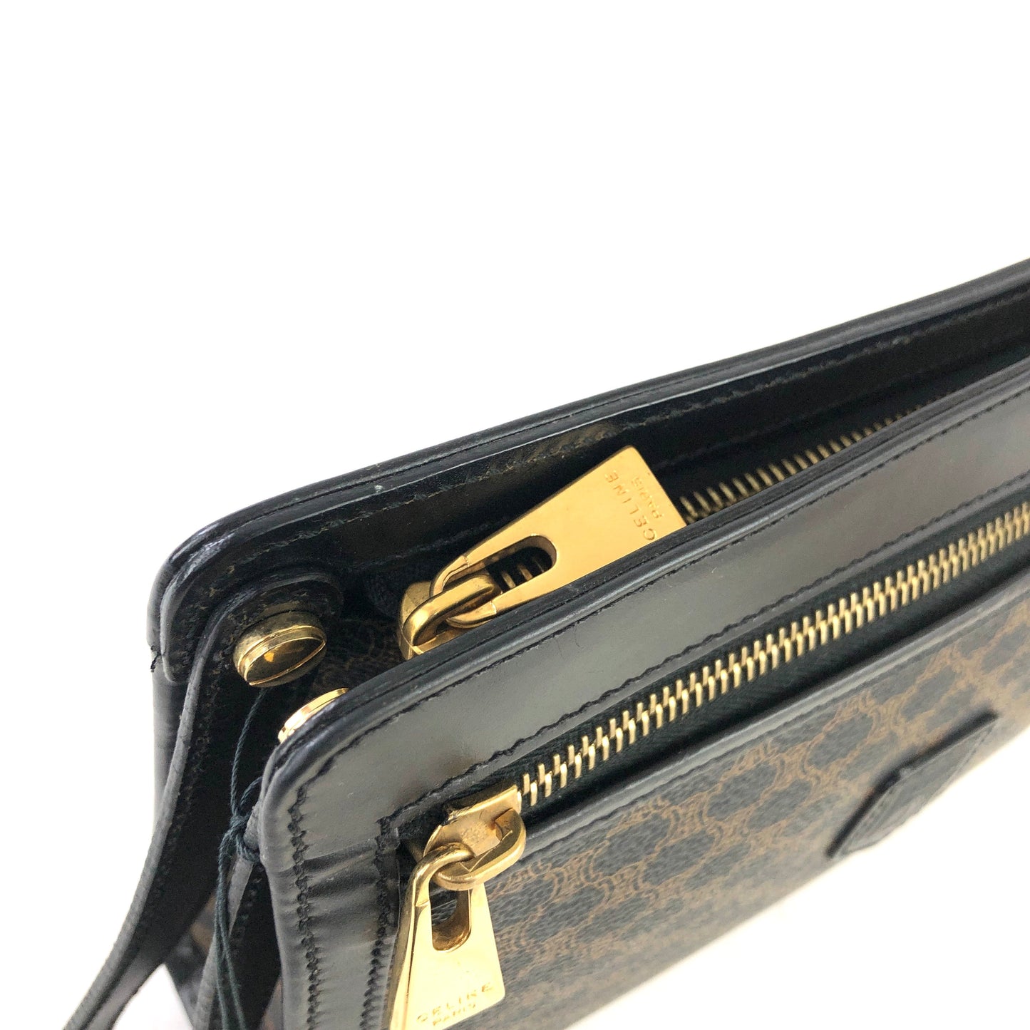 CELINE Macadam Blason Clutch bag Black Vintage Old Celine smkt4c