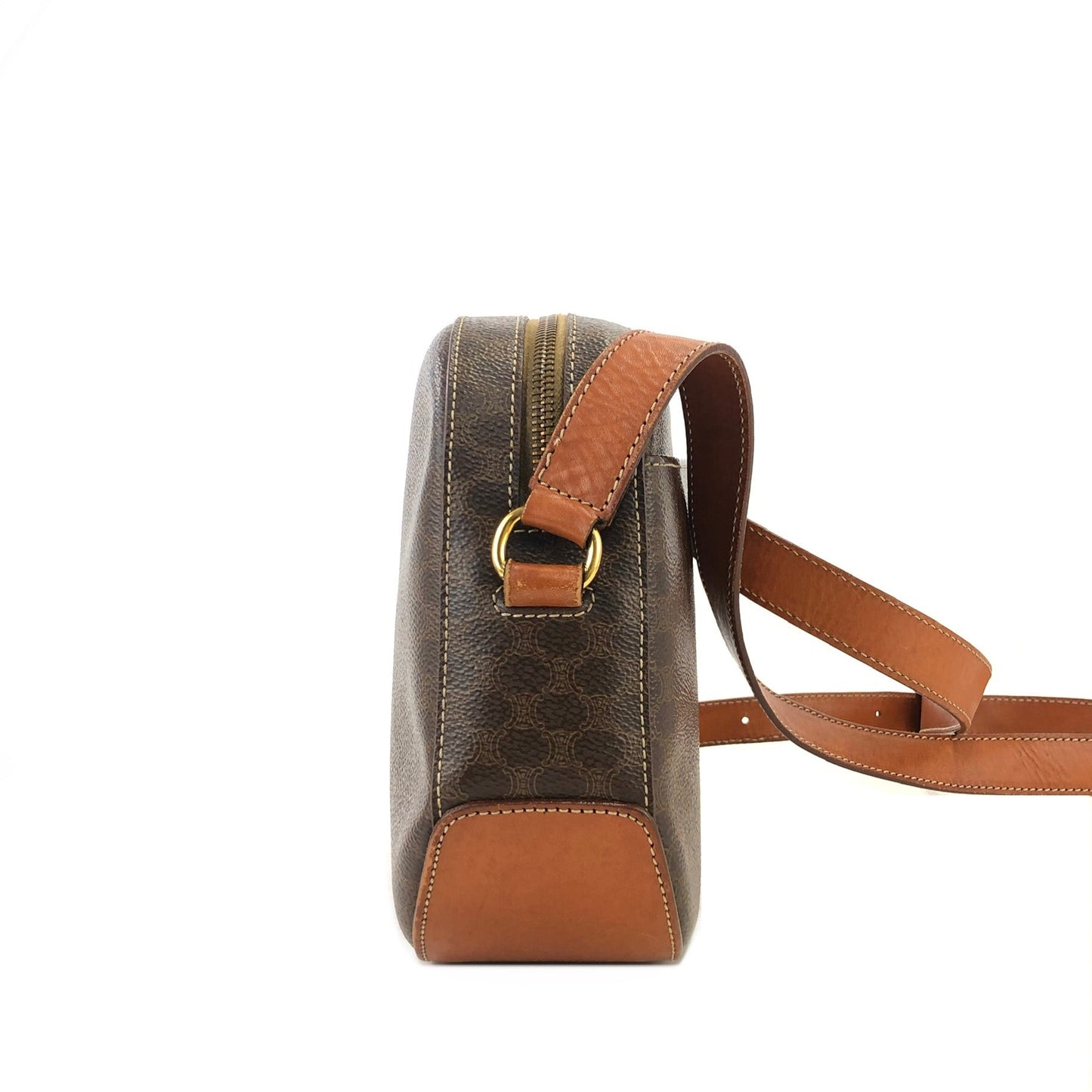 CELINE Macadam Blason Crossbody Shoulder bag Brown Vintage Old Celine rax2y3