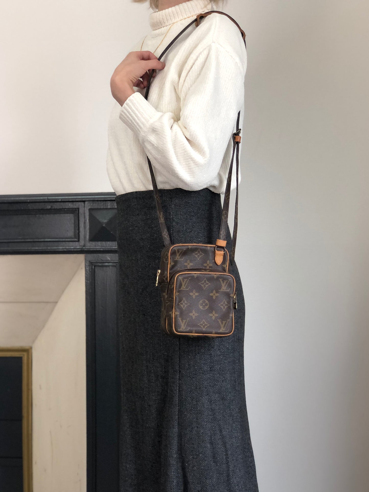 LOUIS VUITTON Monogram Shoulder bag Brown Vintage py7ktt