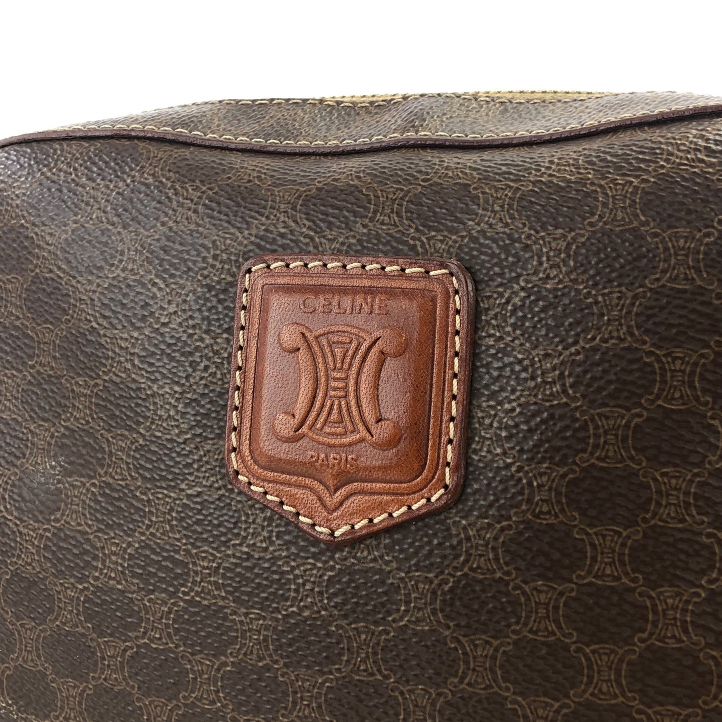 CELINE Macadam Blason Crossbody Shoulder bag Brown Vintage Old Celine rax2y3