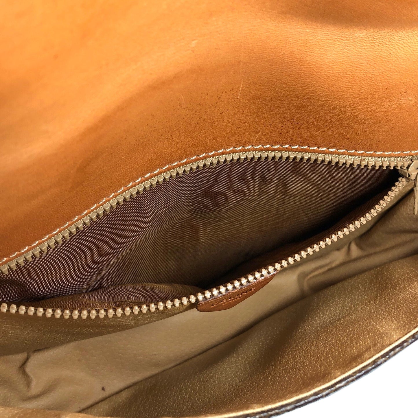 CELINE Macadam Gancini Front zipper Square Shoulderbag Brown Vintage Old celine pwfngn