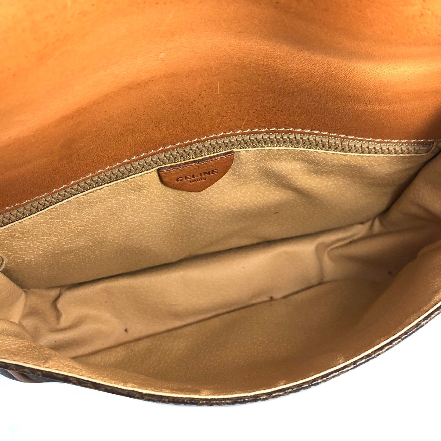 CELINE Macadam Gancini Front zipper Square Shoulderbag Brown Vintage Old celine pwfngn