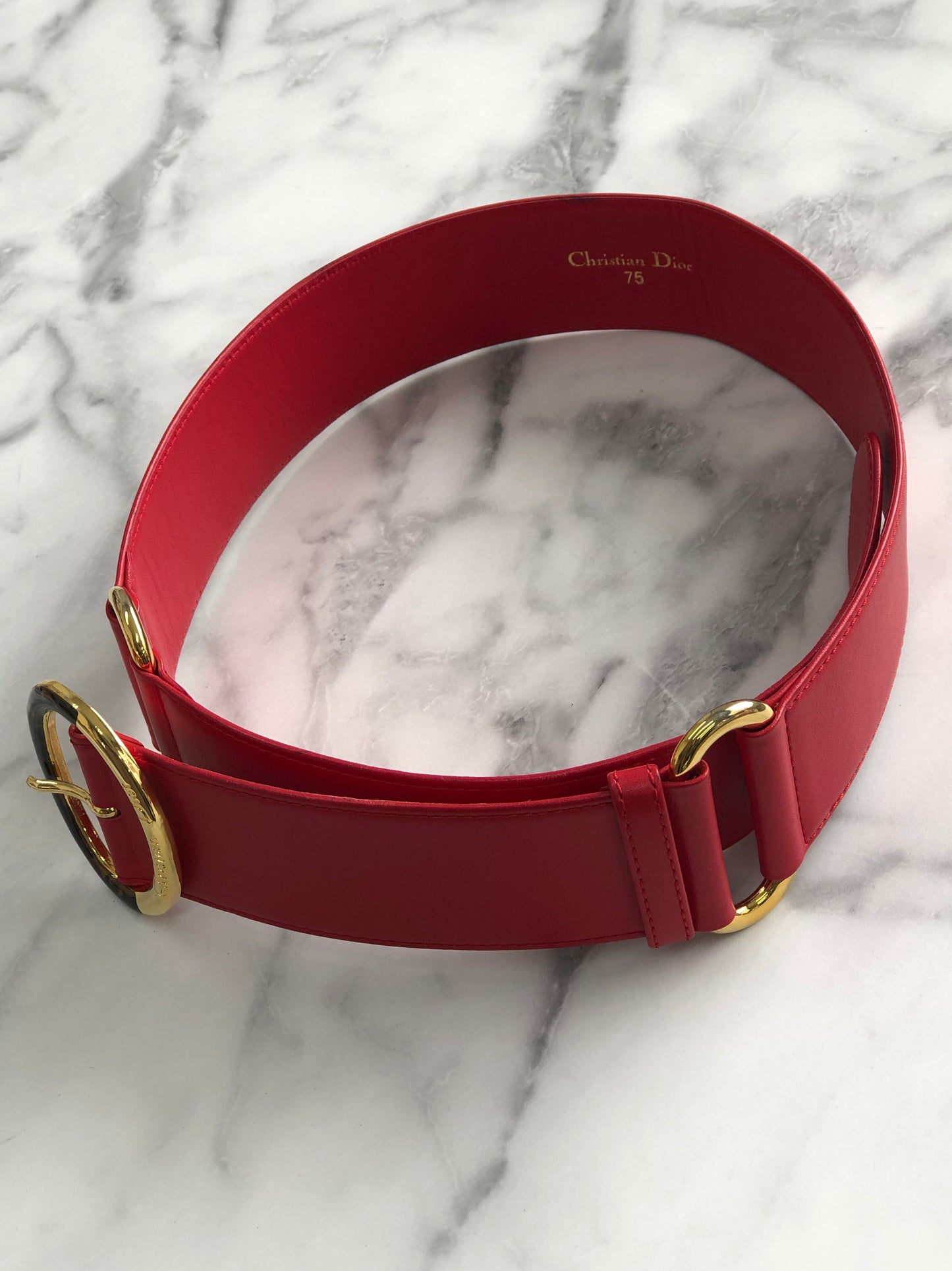 Christian Dioreh Oval Tortoiseshell Belt Red eh34eg
