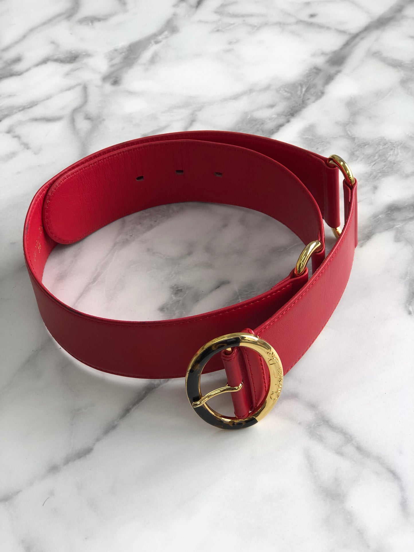 Christian Dioreh Oval Tortoiseshell Belt Red eh34eg