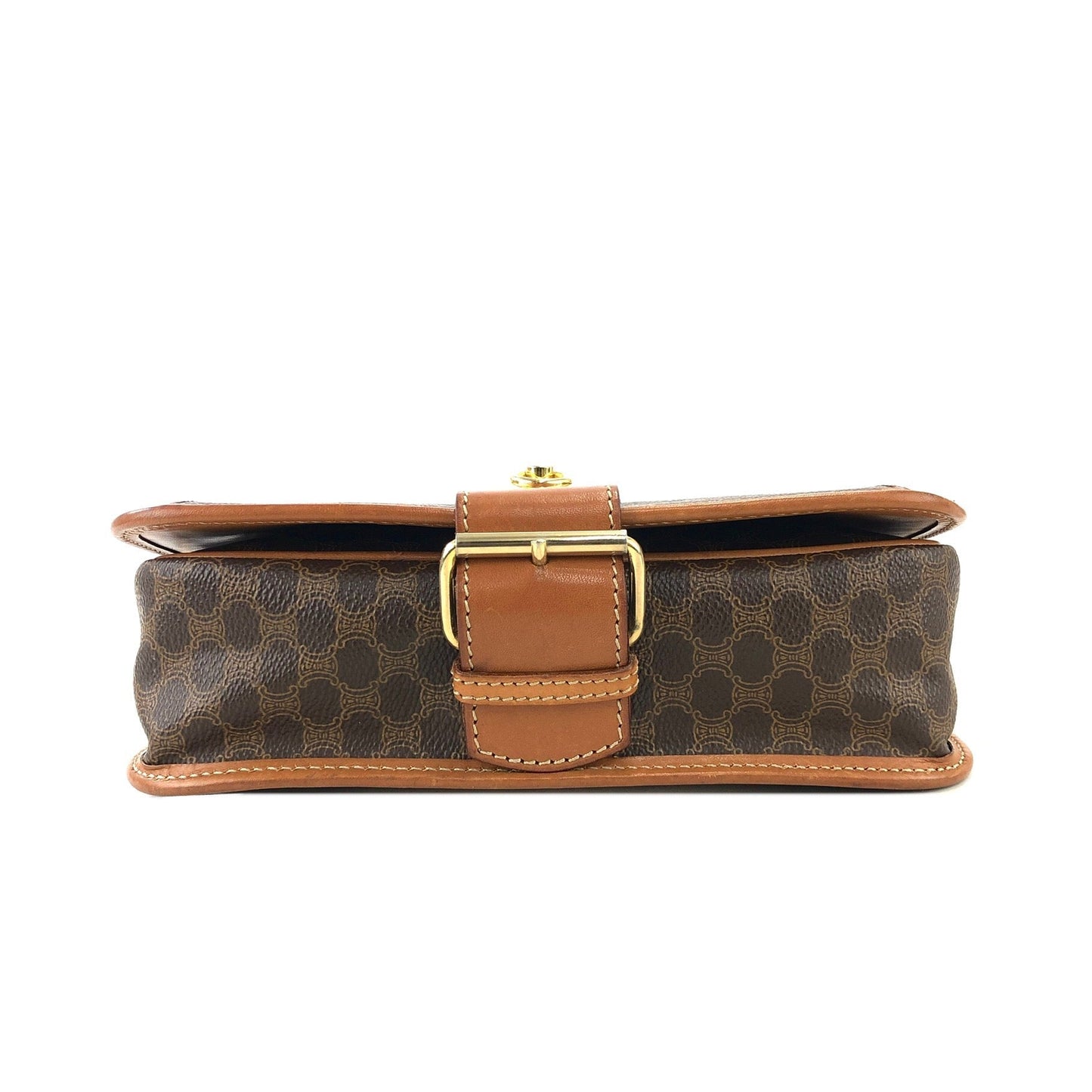 CELINE Macadam Gancini Front zipper Square Shoulderbag Brown Vintage Old celine pwfngn