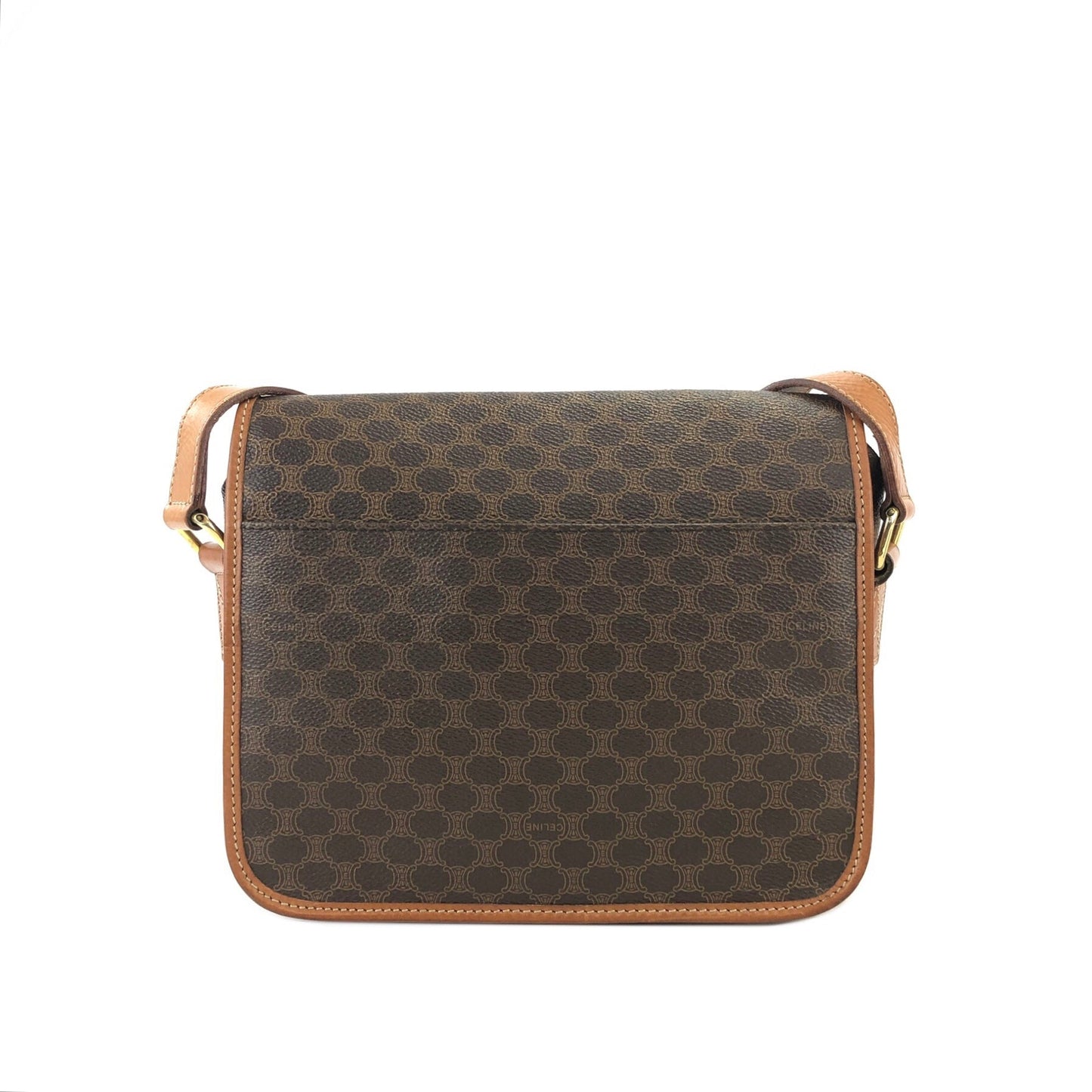 CELINE Macadam Gancini Front zipper Square Shoulderbag Brown Vintage Old celine pwfngn