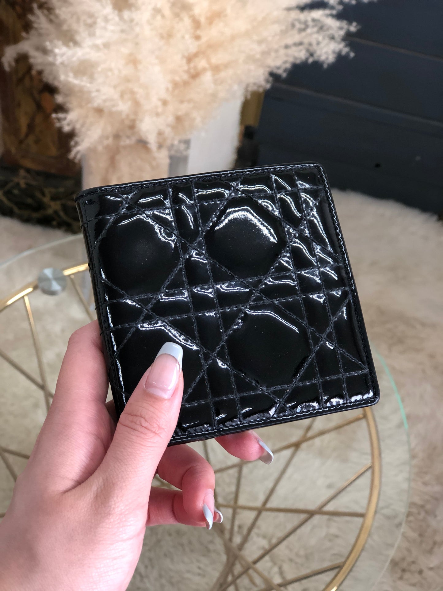 Christian Dior 皮夾 漆皮 Cannage 黑色 n8nbaj