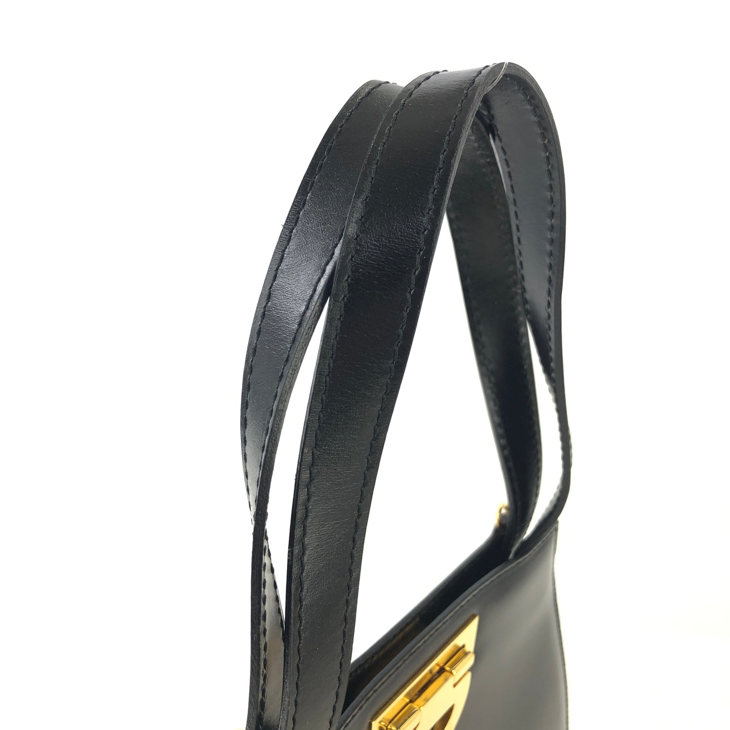 CELINE Gancini Leather Shoulder bag Black Vintage Old Celine 2shse6