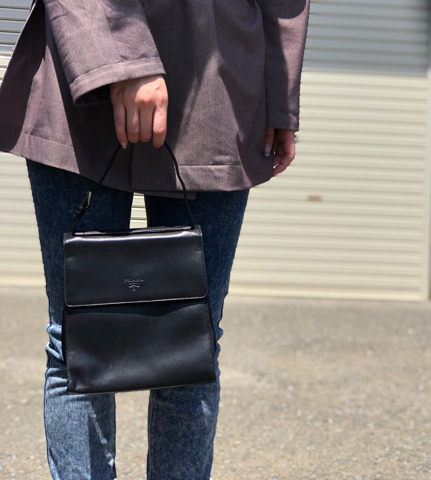 PRADA 納帕皮革手提包 黑色 wb5dh7