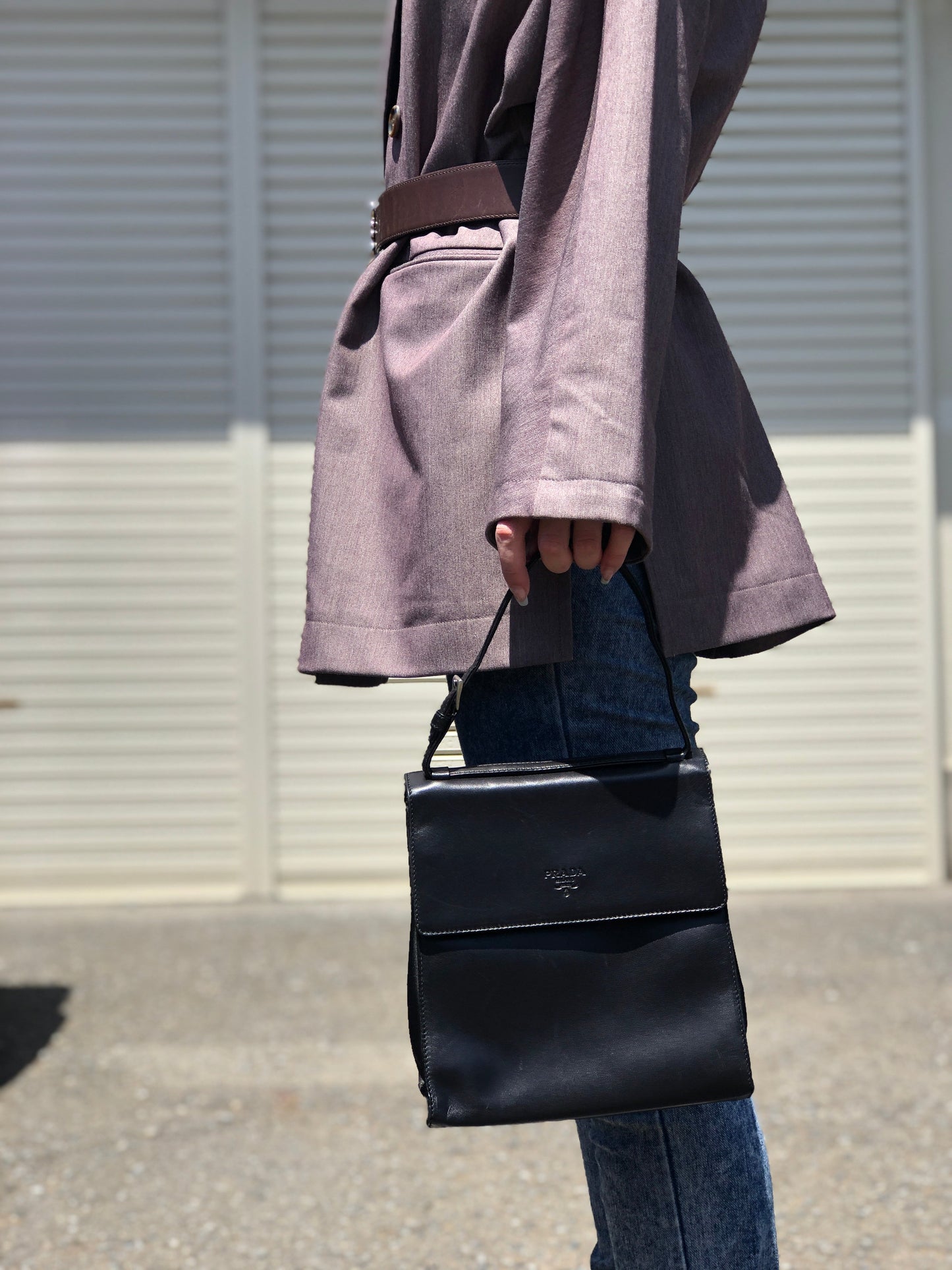 PRADA 納帕皮革手提包 黑色 wb5dh7