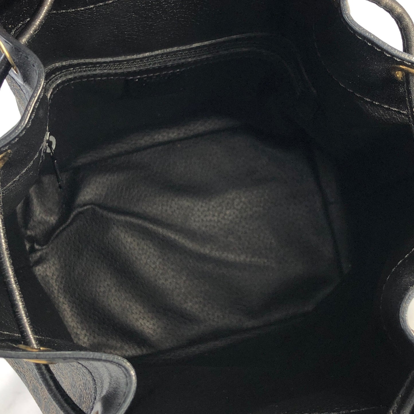 CELINE Macadam Blason Side zipper Drawstring Shoulder bag Black Vintage Old Celine u5gukm
