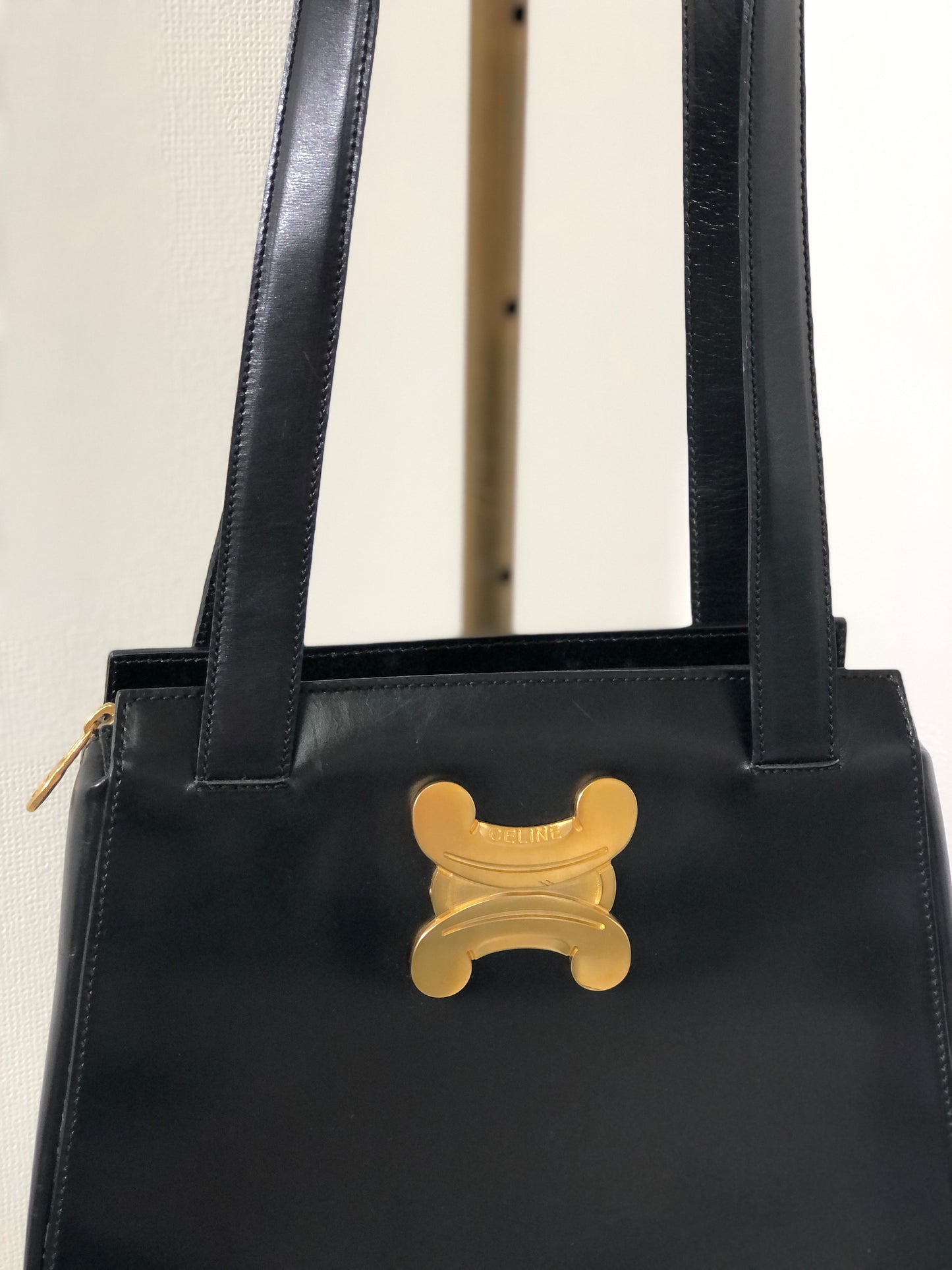 CELINE Triomphe 皮革托特包肩包黑金復古舊款 Celine cpfk62