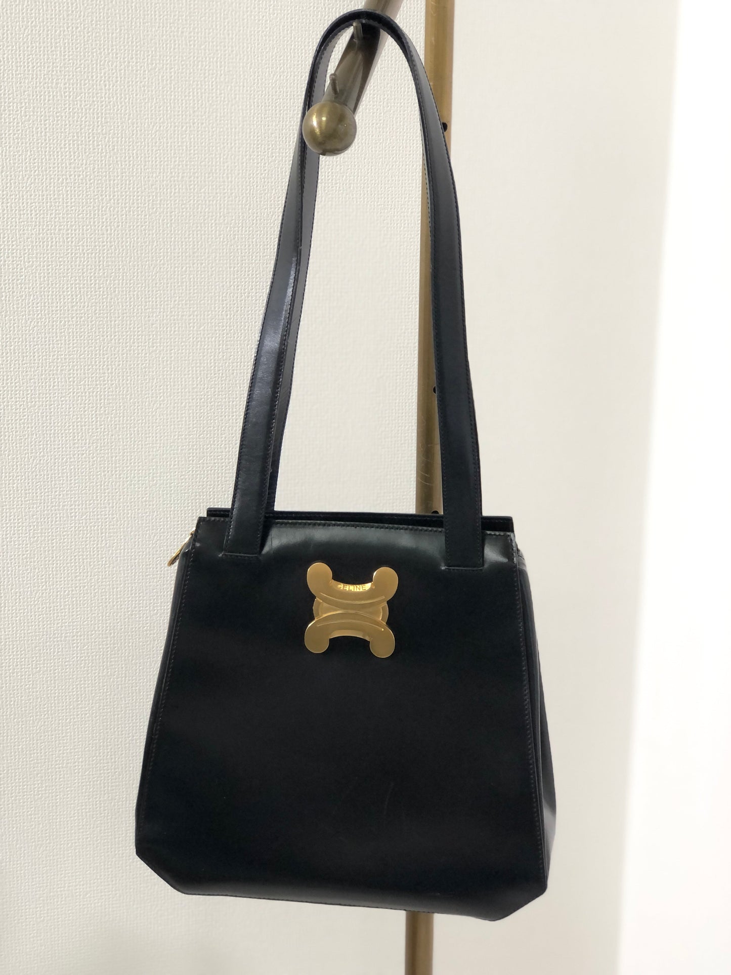 CELINE Triomphe 皮革托特包肩包黑金復古舊款 Celine cpfk62