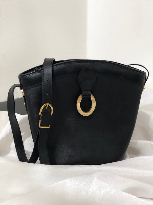 Christian Dior Logo Pattern Bucket Shoulder bag Black Vintage Old y42cbj