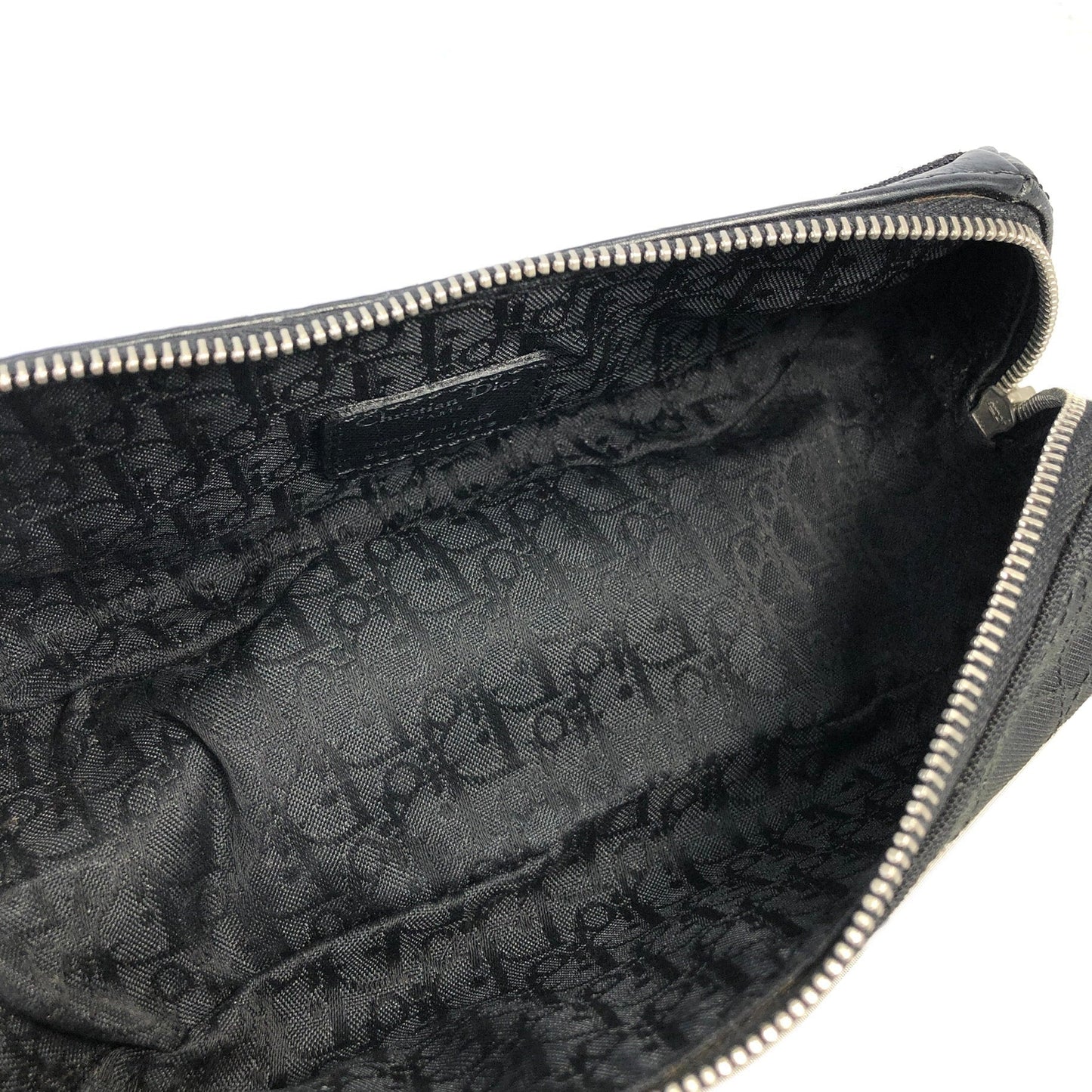 Christian Dior Cannage Charm Canvas Pouch Black Vintage Old 66dgej