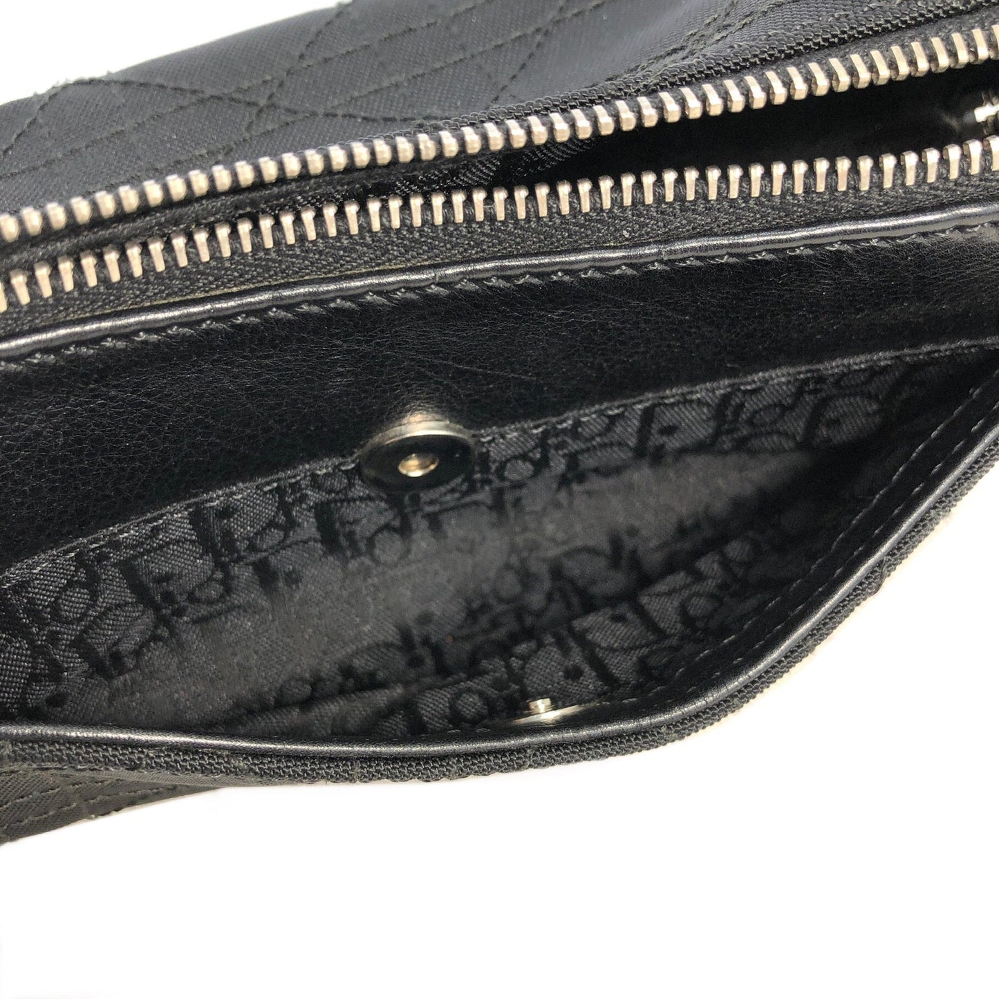 Christian Dior Cannage Charm Canvas Pouch Black Vintage Old 66dgej