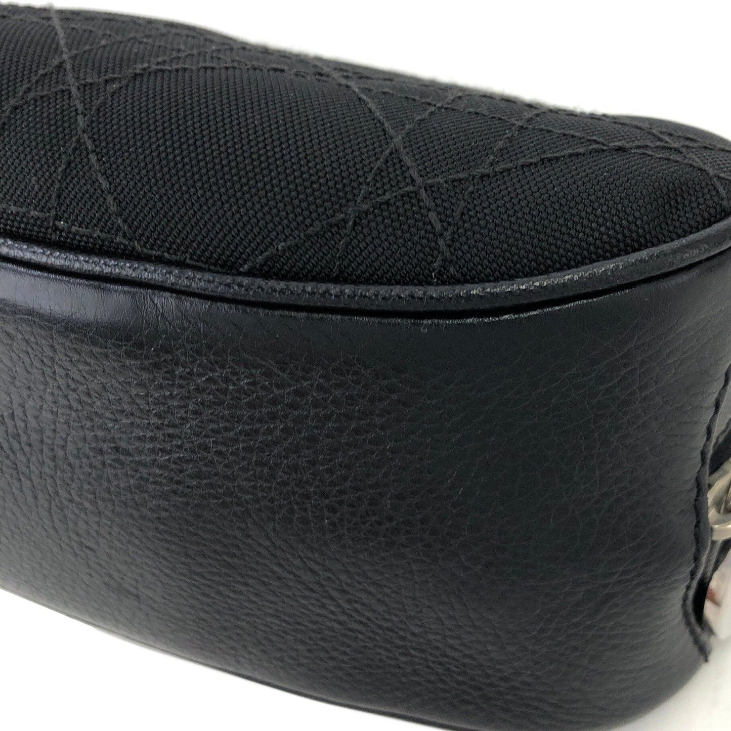 Christian Dior Cannage Charm Canvas Pouch Black Vintage Old 66dgej
