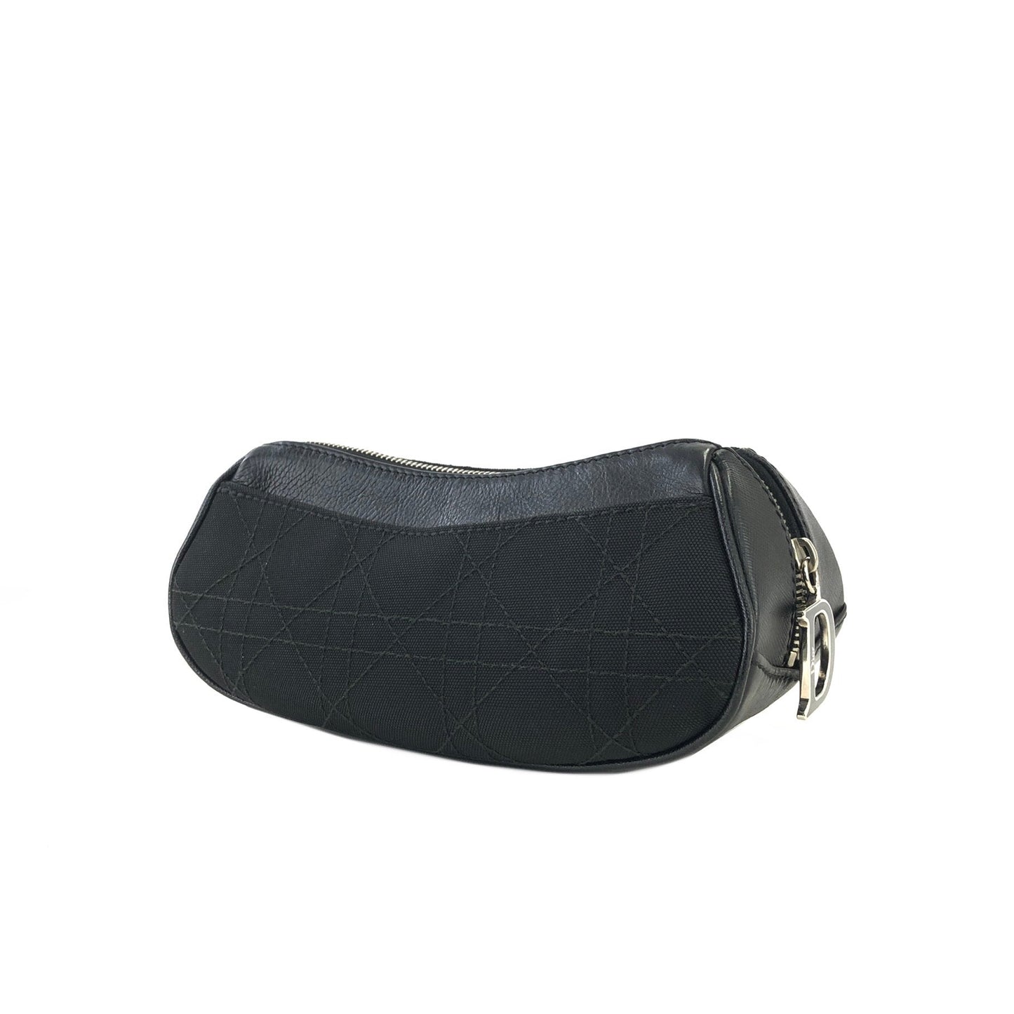 Christian Dior Cannage Charm Canvas Pouch Black Vintage Old 66dgej