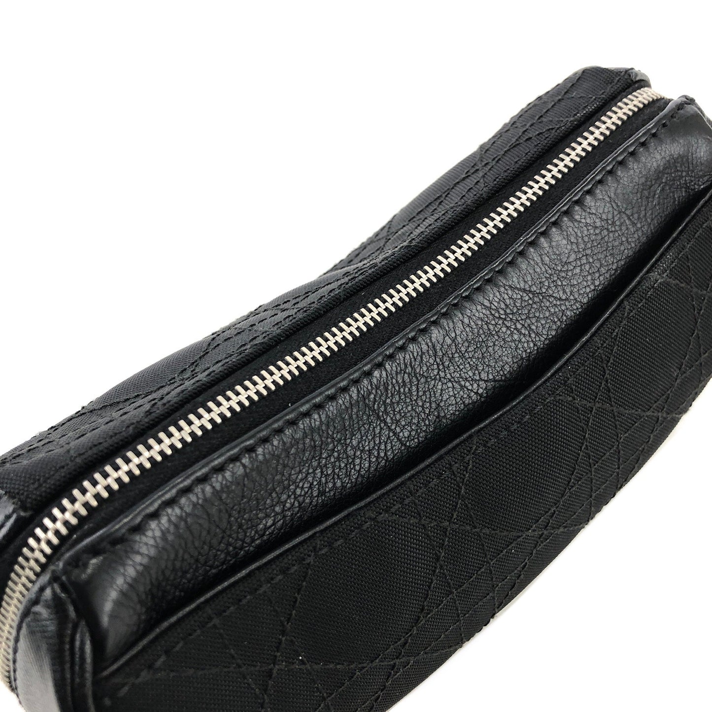 Christian Dior Cannage Charm Canvas Pouch Black Vintage Old 66dgej