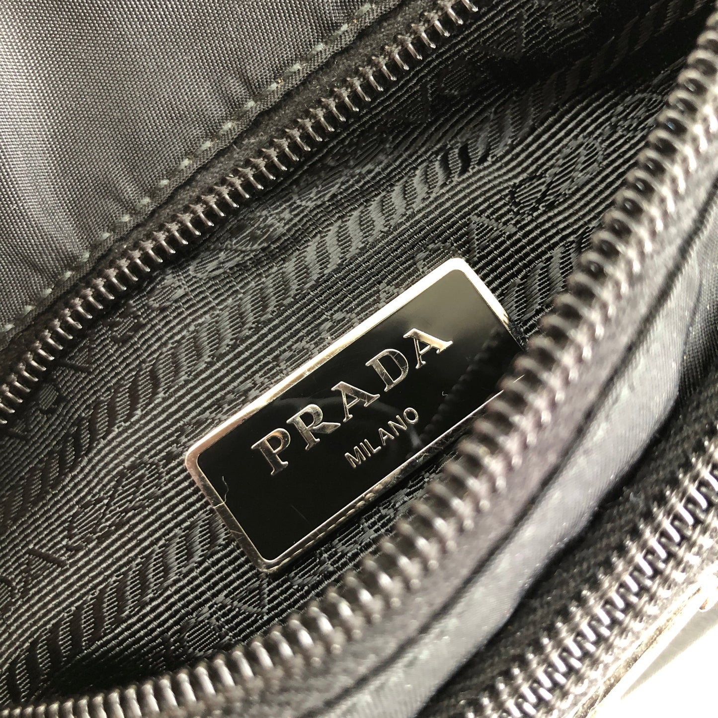 PRADA Triangle logo Nylon Waist bag Black Vintage sh566s