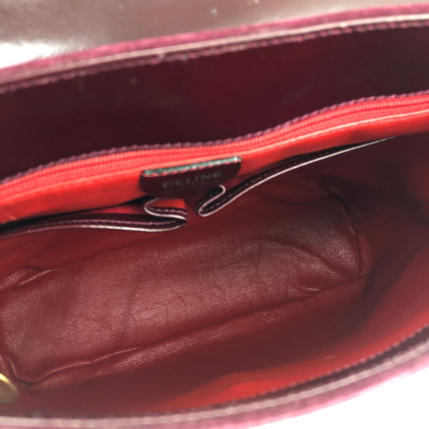 CELINE medal motif suede handbag Bordeaux vintage old Celine jijb28