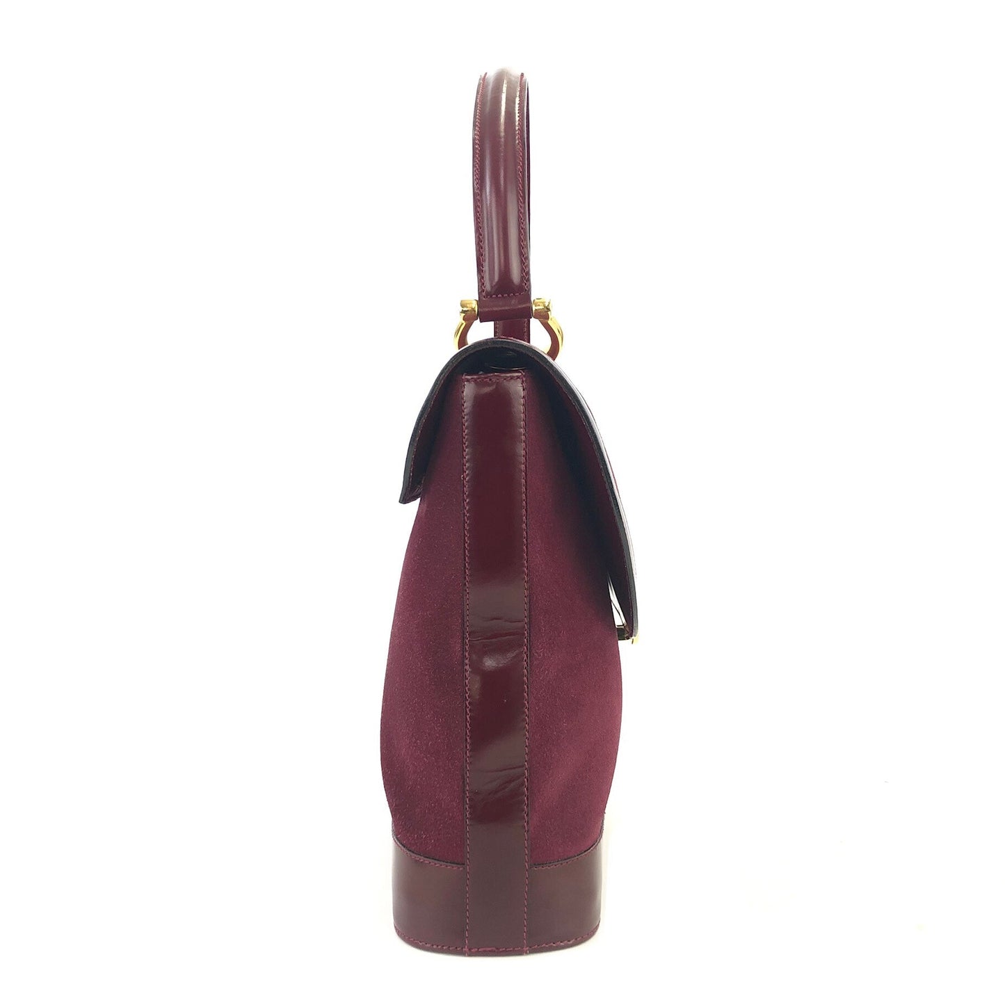 CELINE medal motif suede handbag Bordeaux vintage old Celine jijb28