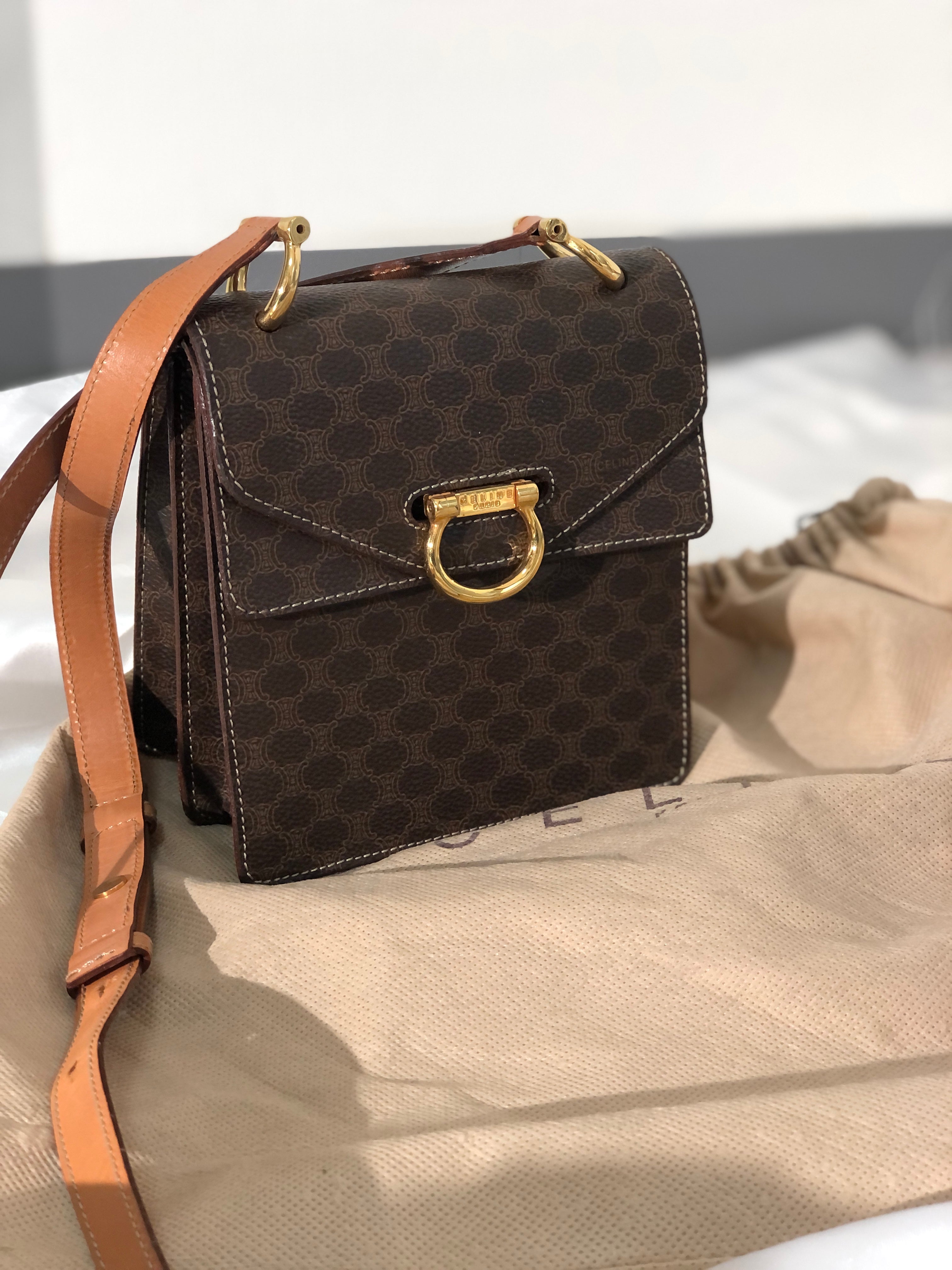 Directly shipped from Japan, brand name used packaging] CELINE Macadam  Gancini Front Zip Square Shoulder Bag Brown Vintage pwfngn - Shop  solo-vintage Messenger Bags & Sling Bags - Pinkoi