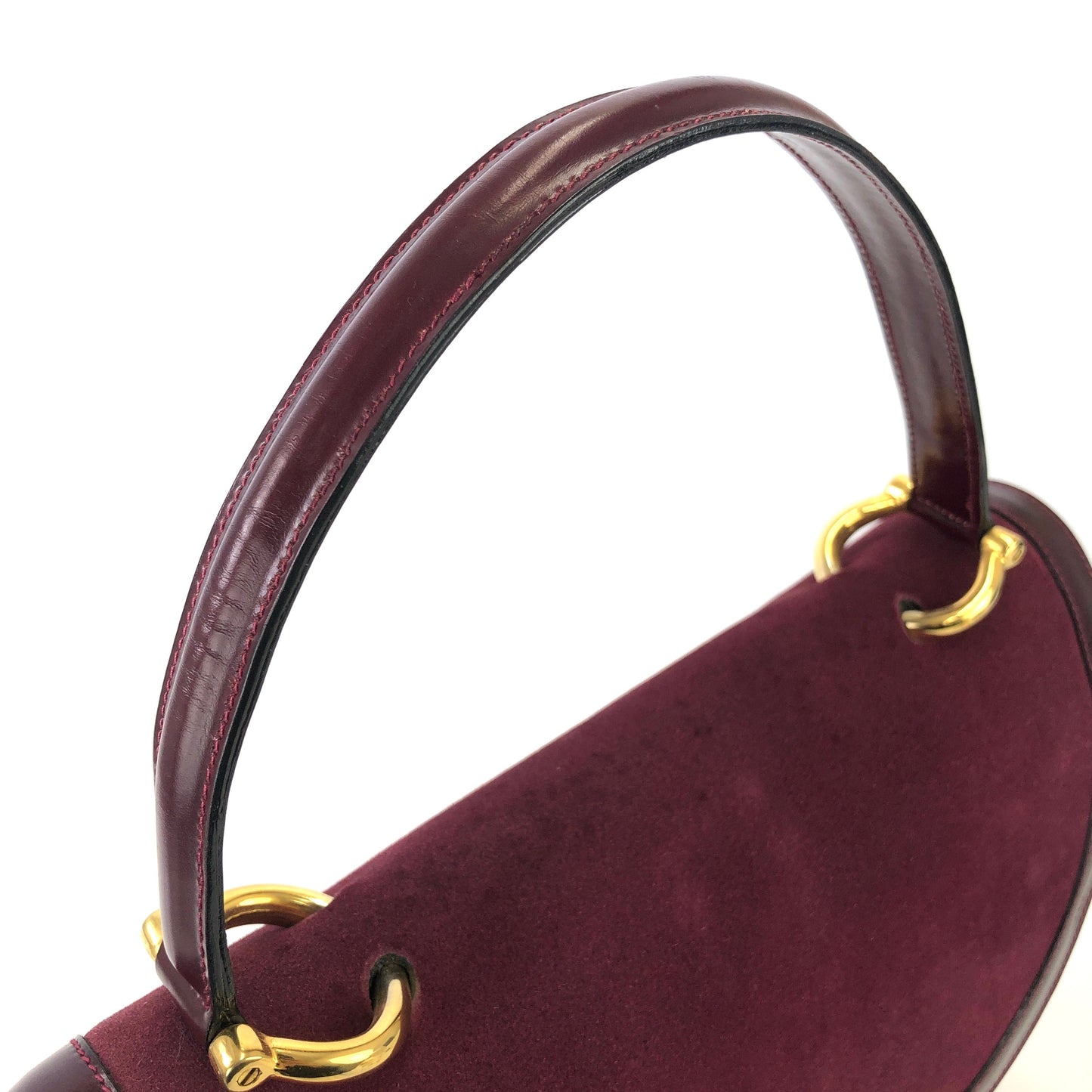 CELINE medal motif suede handbag Bordeaux vintage old Celine jijb28