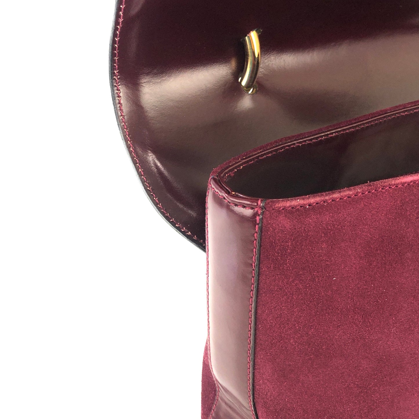 CELINE medal motif suede handbag Bordeaux vintage old Celine jijb28