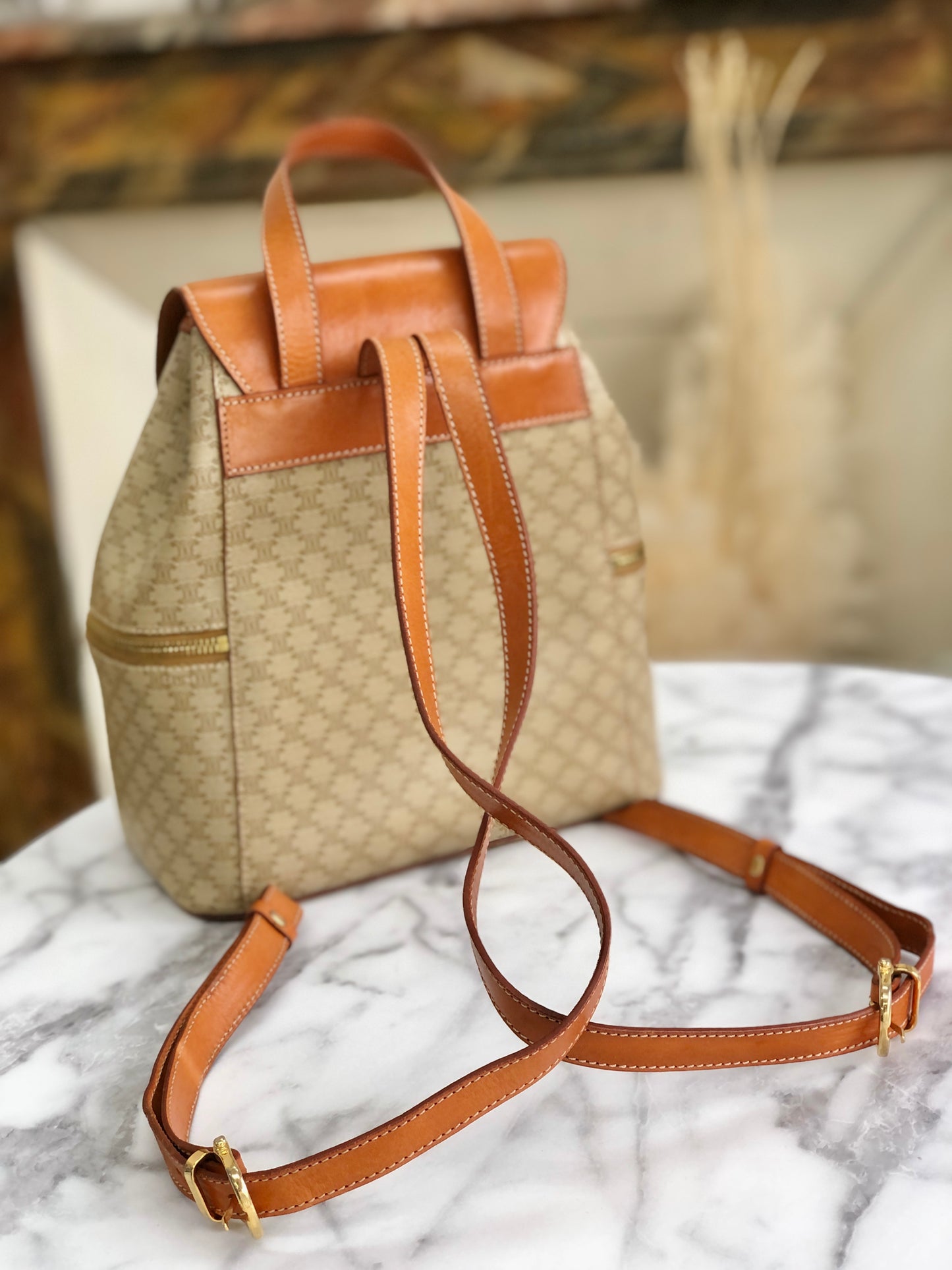 CELINE Macadam Triomphe 背包 米色 Vintage Old Celine mchxj3