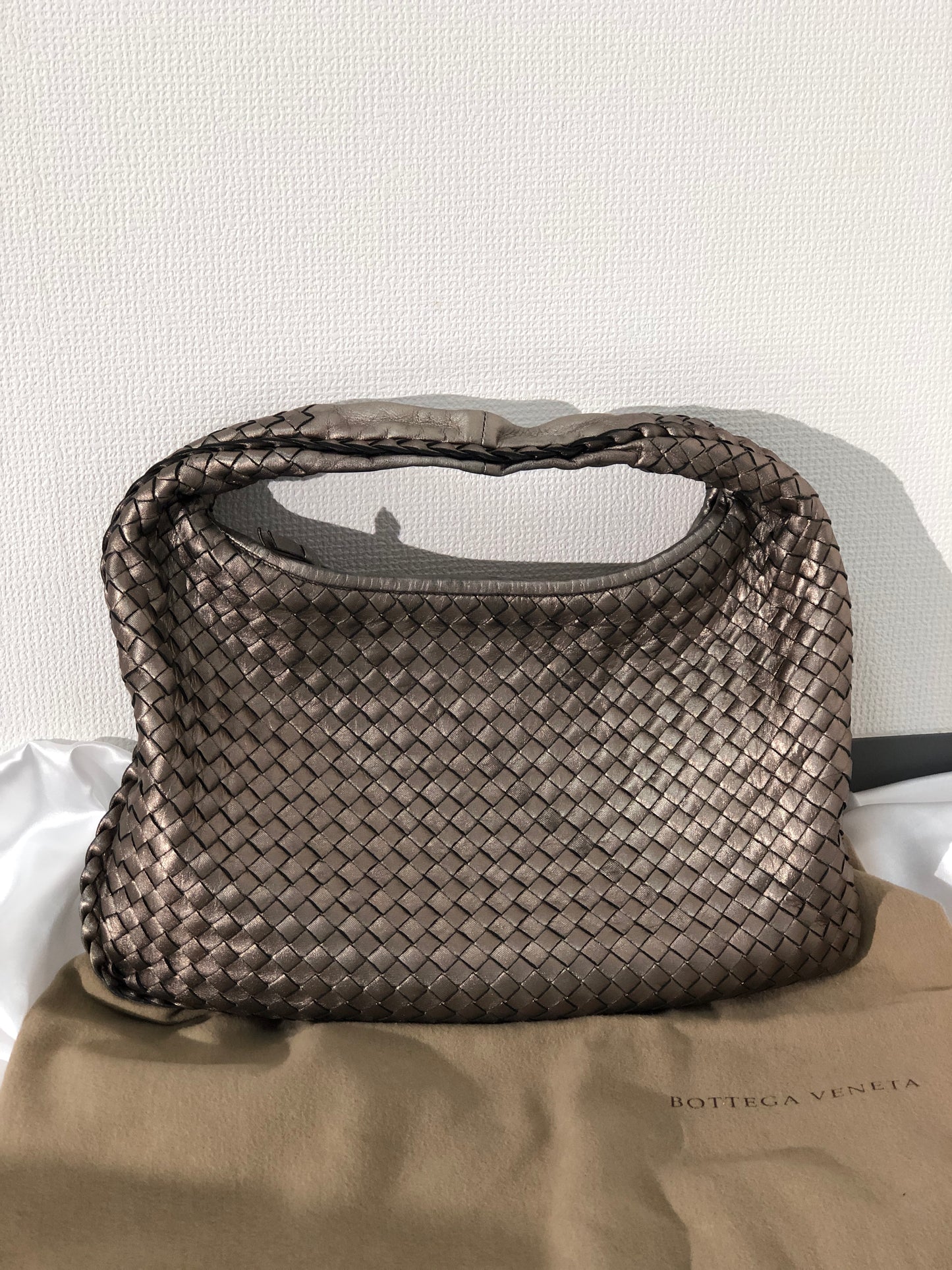 Bottega Veneta Intrecciato 皮革 Hobo 包款單肩包金屬金復古 whsy5u