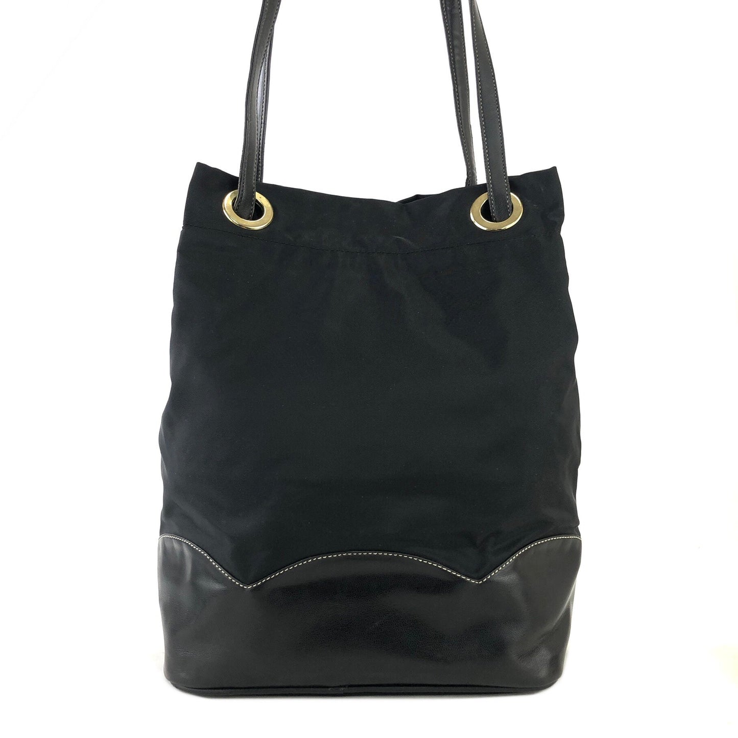 PRADA Triangle logo Nylon Bucket Tote bag Black Vintage 6azkzz