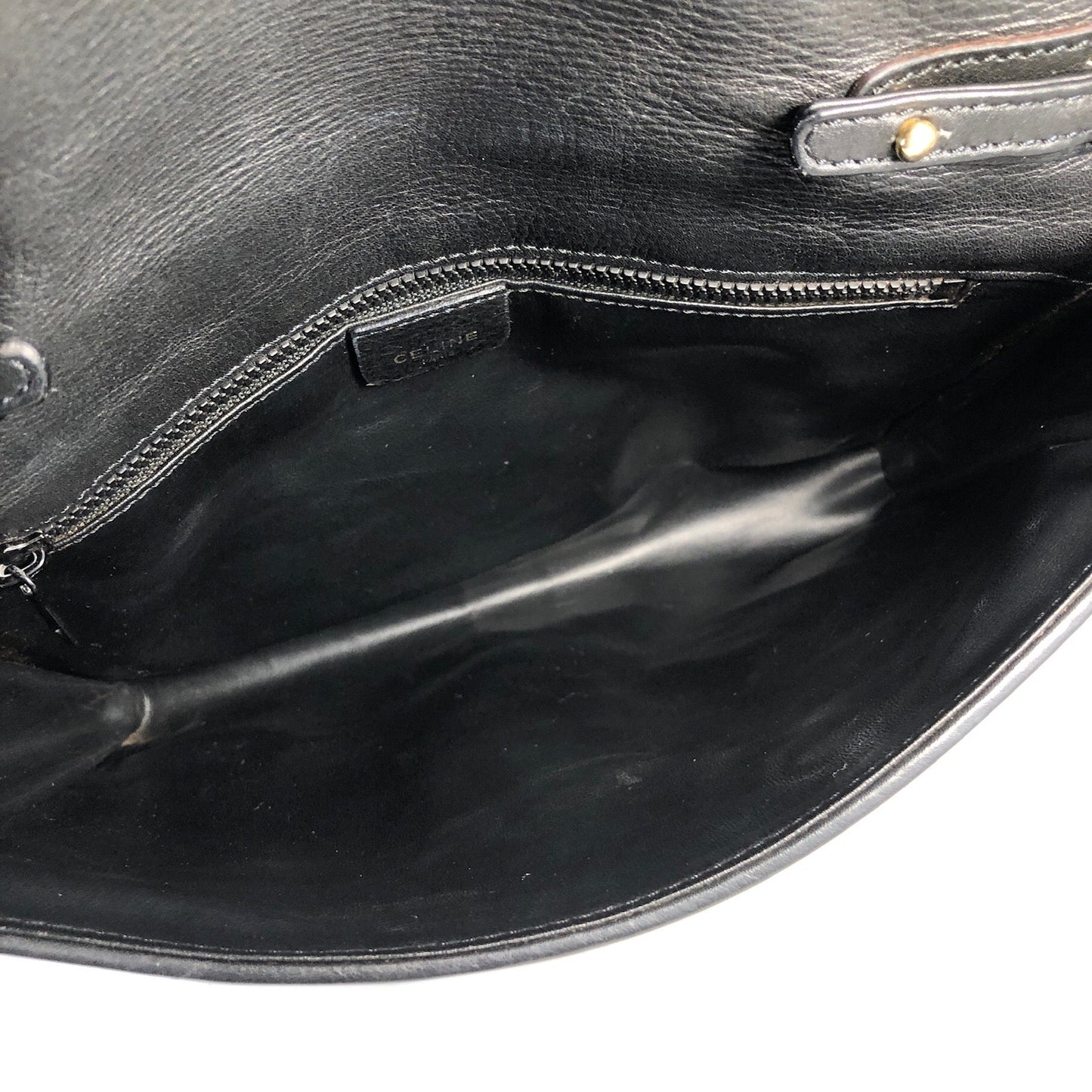CELINE Triomphe Leather Crossbody Shoulder Bag Black Old Celine vintage wj4jid